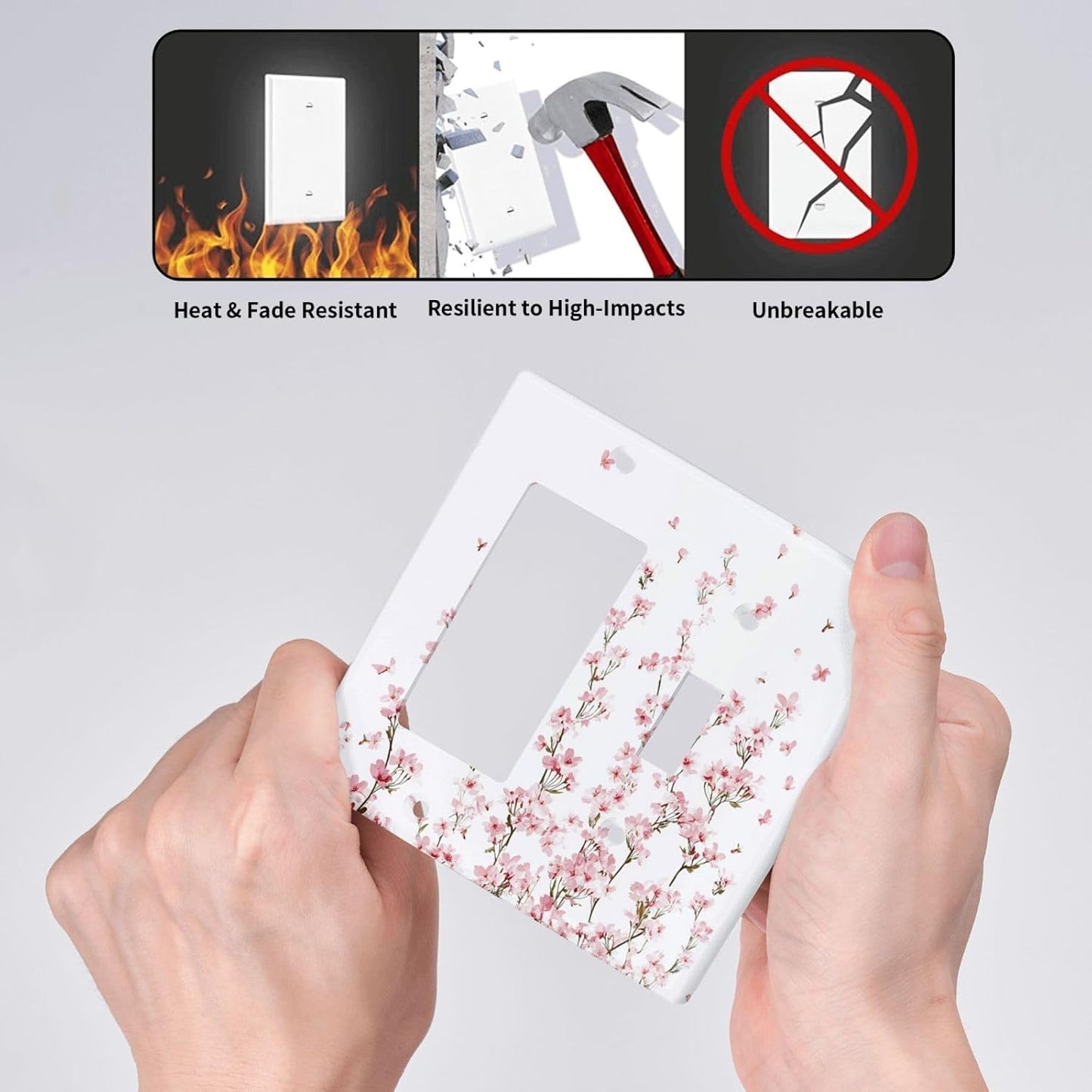 Outlet Covers Sakura Plant Floral Pink Flowers 1 Toggle 1 Rocker Combination Decorative Wall Plate Electrical Switch Plates Light Switch Cover Plate For Bed Room Living Room Decor