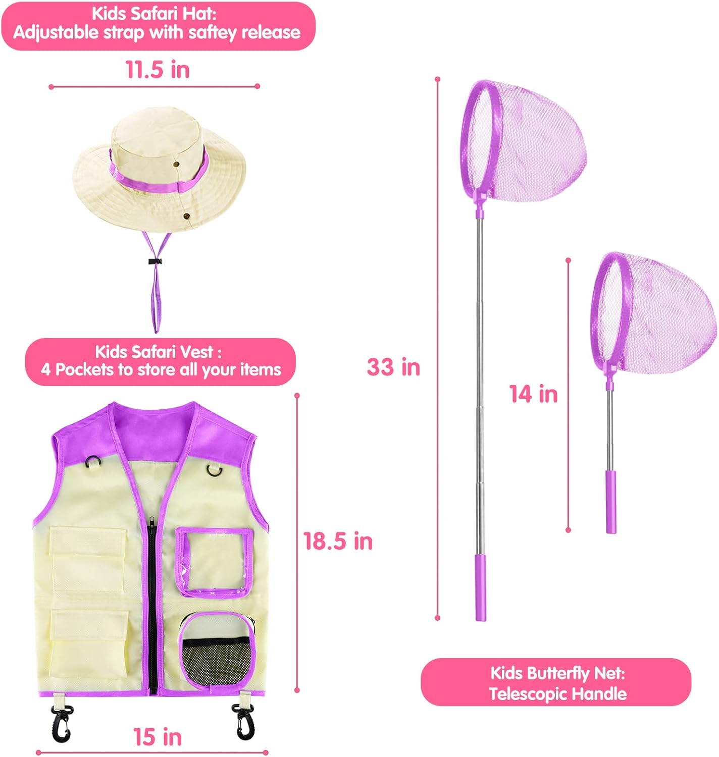 INNOCHEER Explorer Kit & Bug Catcher Kit for Kids Outdoor Exploration for Boys Girls 3-12 Years Old (Purple)
