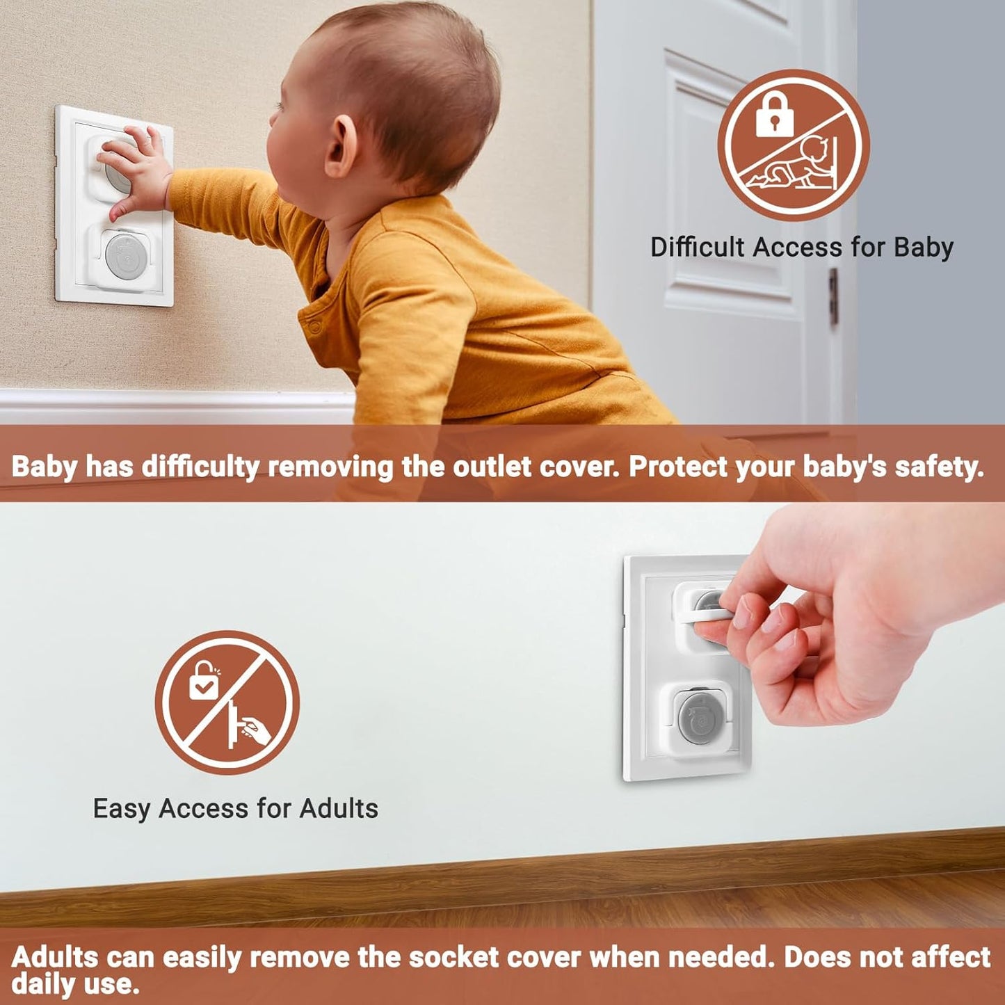 Outlet Covers Baby Proofing, 40 Pack Child Proof Plug Socket Covers Electric Plug Protectors Safety Caps to Prevent Power Shock, for US 3-Prong, Gray