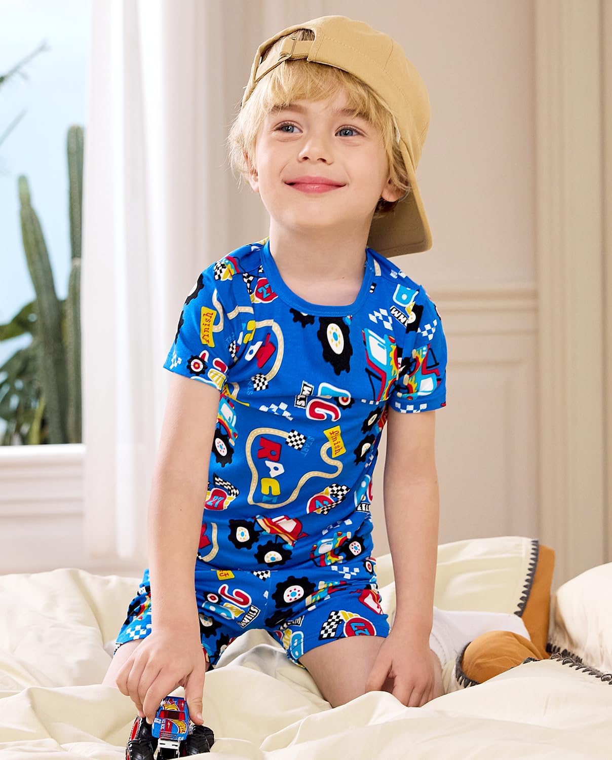 Bamboo Viscose Toddler Animal Pajamas Boys Girls Kids Cool Short Summer 12M-8Y Snug fit Pjs Set 2pcs