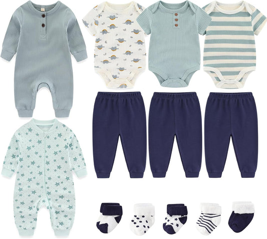Baby Bodysuit and Pant Sets Ribbed Romper Soft Newborn Boy Girl Clothes Outfits Layette Gift Set