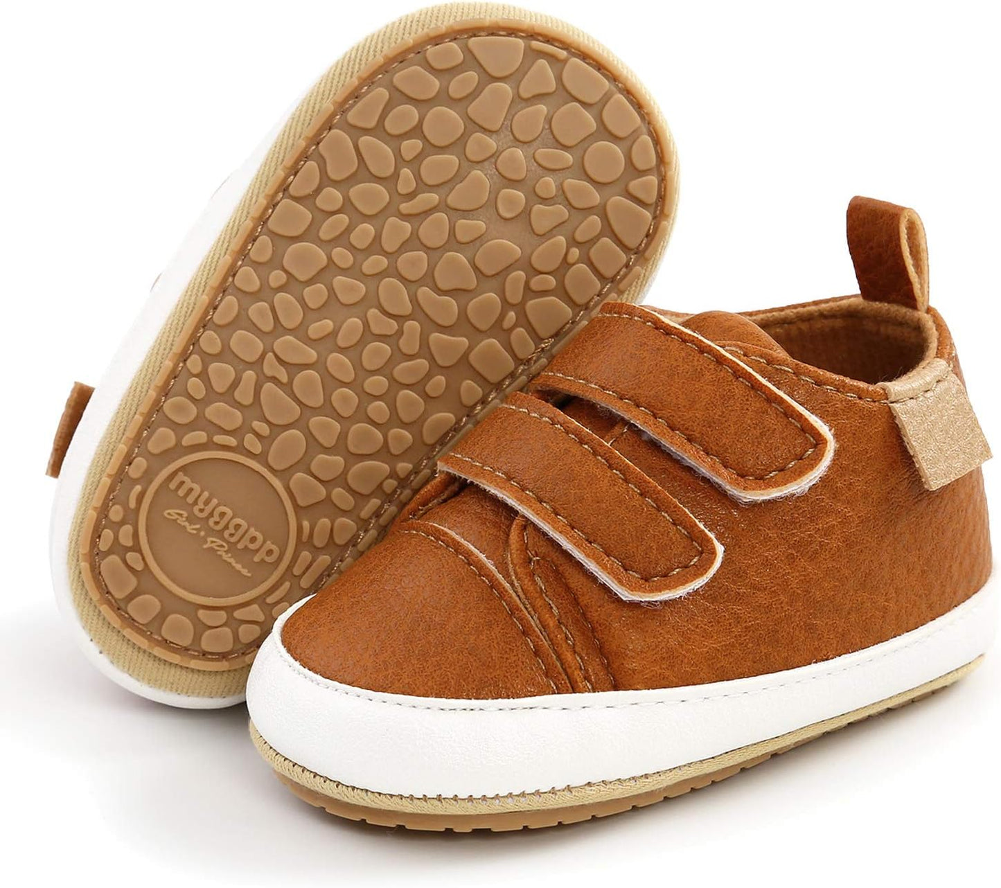 SOFMUO Baby Boys Girls High Top Ankle PU Leather Sneakers Soft Rubber Sole Infant Moccasins Newborn Oxford Loafers Anti-Slip Toddler Wedding Uniform Dress Shoes