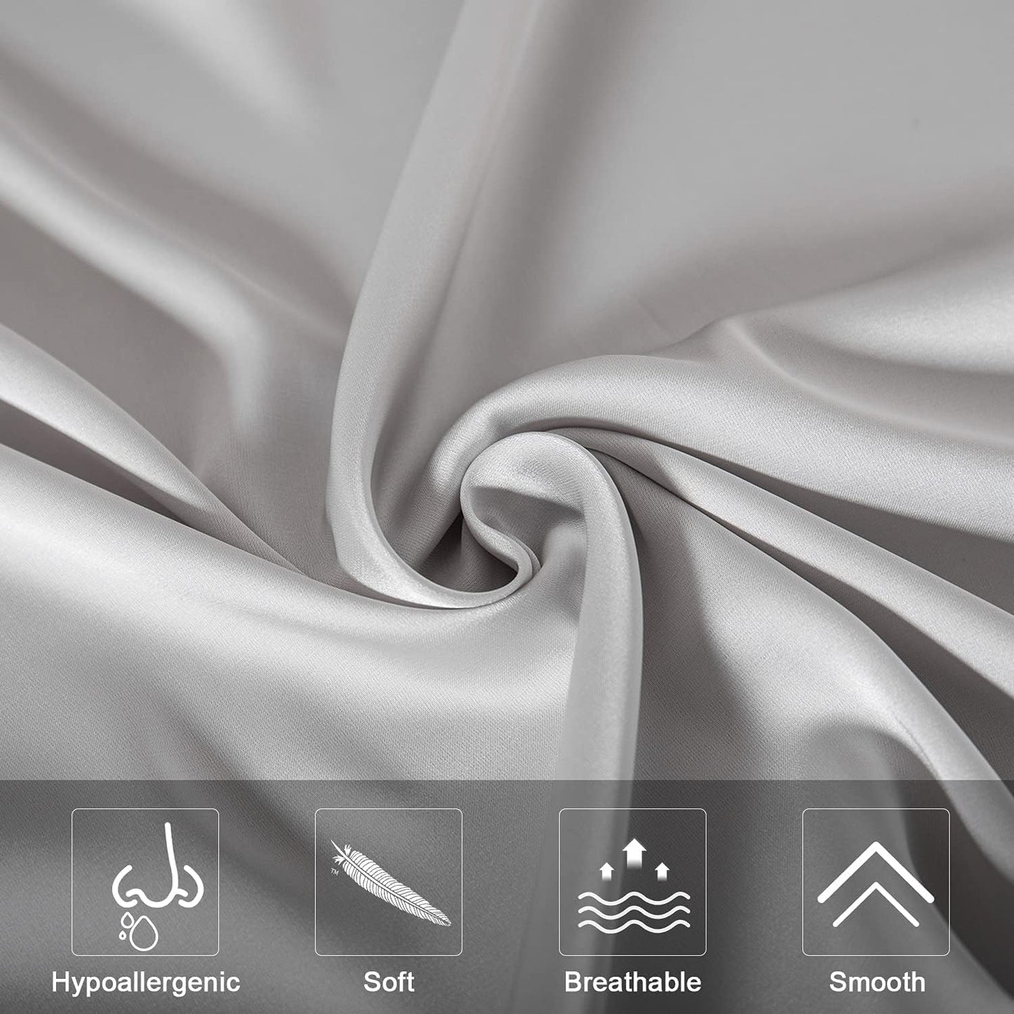 Mulberry Silk Pillowcase for Hair and Skin,Cooling Silk Pillow Case with Hidden Zipper,Allergen Proof Dual Sides Soft Breathable Smooth Silk Pillow Cover for Women (Light Gray, Toddler)