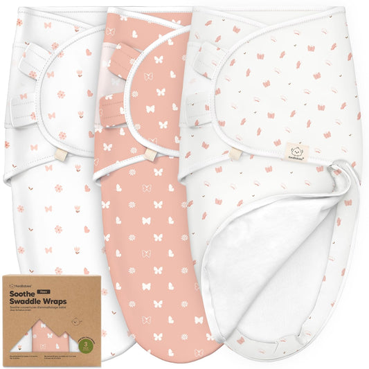 Baby Swaddle Sleep Sacks with Zipper - 3-Pack Swaddles for Newborns 3-6 Months, Infant, Baby Girls, Boys, Soft & Durable Newborn Sleep Sack, Easy Diaper Change Swaddling Blanket (Butterflies, L)
