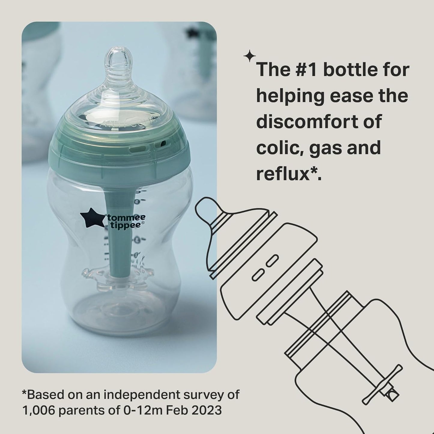 Tommee Tippee Advanced Anti-Colic 10 Piece Bottle and Pacifier Set, 5 and 9 oz BPA Free Bottles, Newborn 0+ months, Slow & Medium-Flow Breast-Like Nipples, 3 Travel Bottle Lids, 2 Ultralight Pacifiers