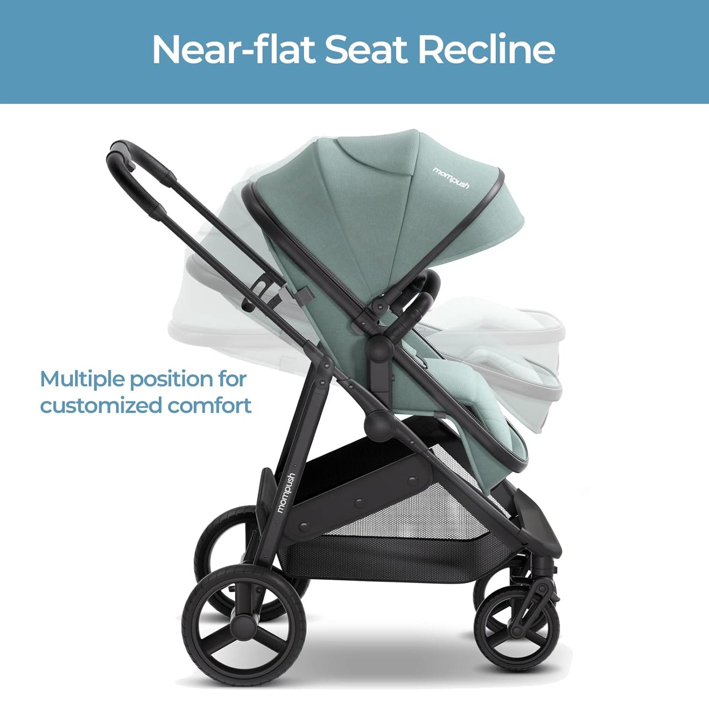 Mompush Wiz 2 in 1 Baby Stroller with Bassinet Mode, Convertible Infant Stroller for Newborn and Toddler with Reversible Seat and Large UPF 50+ Canopy