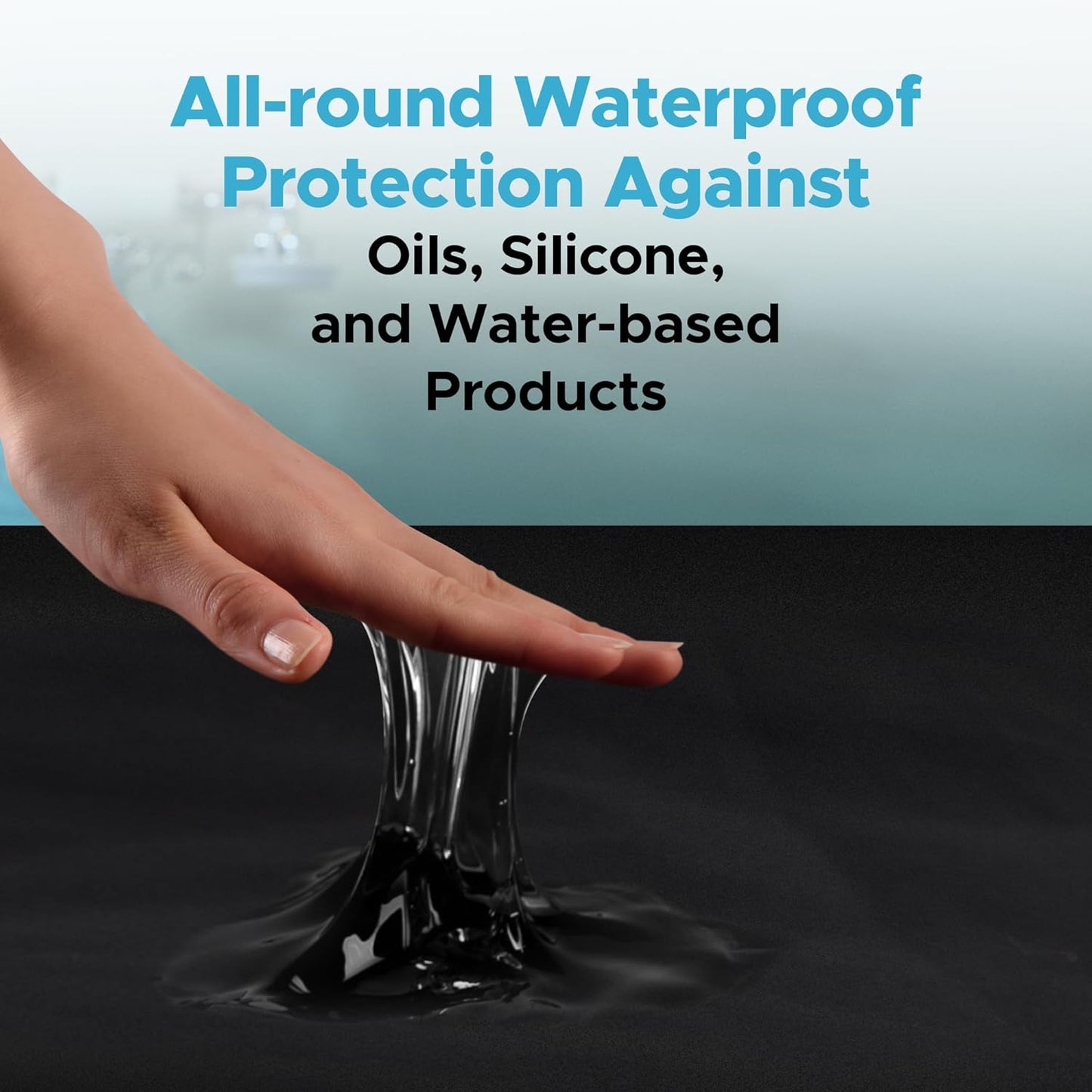 Black Waterproof Flat Play Sheet (79”x79”), Mattress Topper, Protector Cover, Safe with Oil, Water-Based, & Silicone-Based Massage Products, Hypoallergenic, Noiseless, Machine Washable