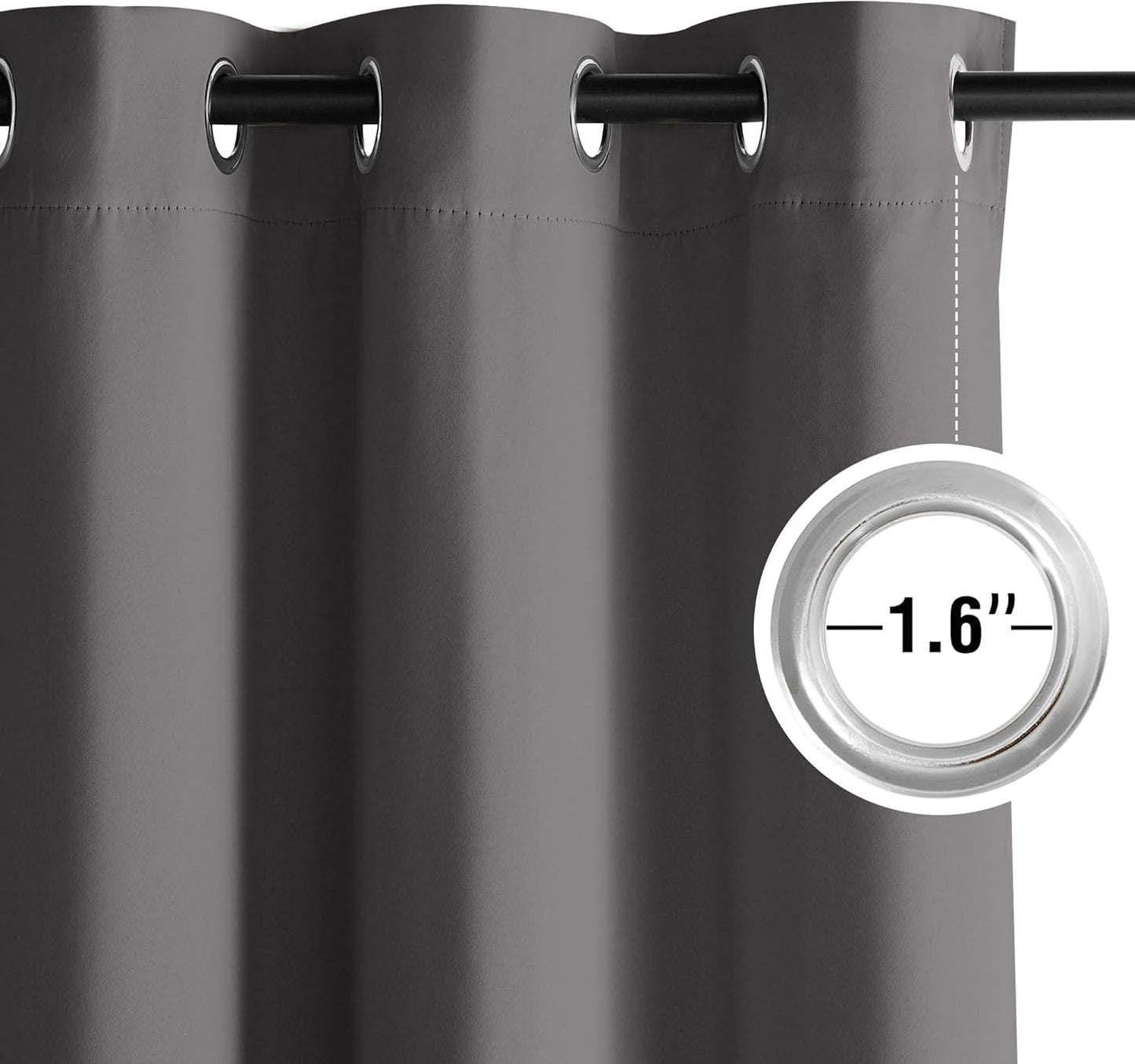 NICETOWN Grey Blackout Curtains for Bedroom 90 inches Long, Thermal Insulated Grommet Curtains for Living Room, Noise Reducing Privacy Window Treatment Drapes for Nursery, Laundry Patio, 2 Panels, W52