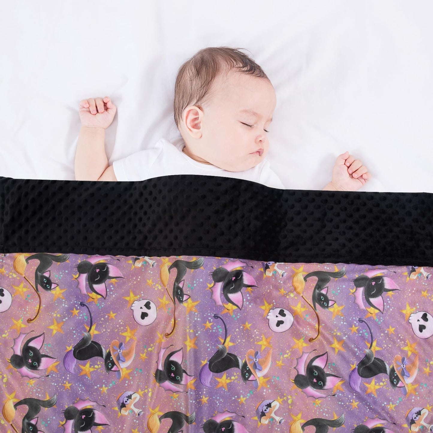 Baby Blanket for Boys Girls Soft Minky with Double Layer Dotted Backing, Halloween Printed 30 x 40 Inch Receiving Blanket (Halloween bat)