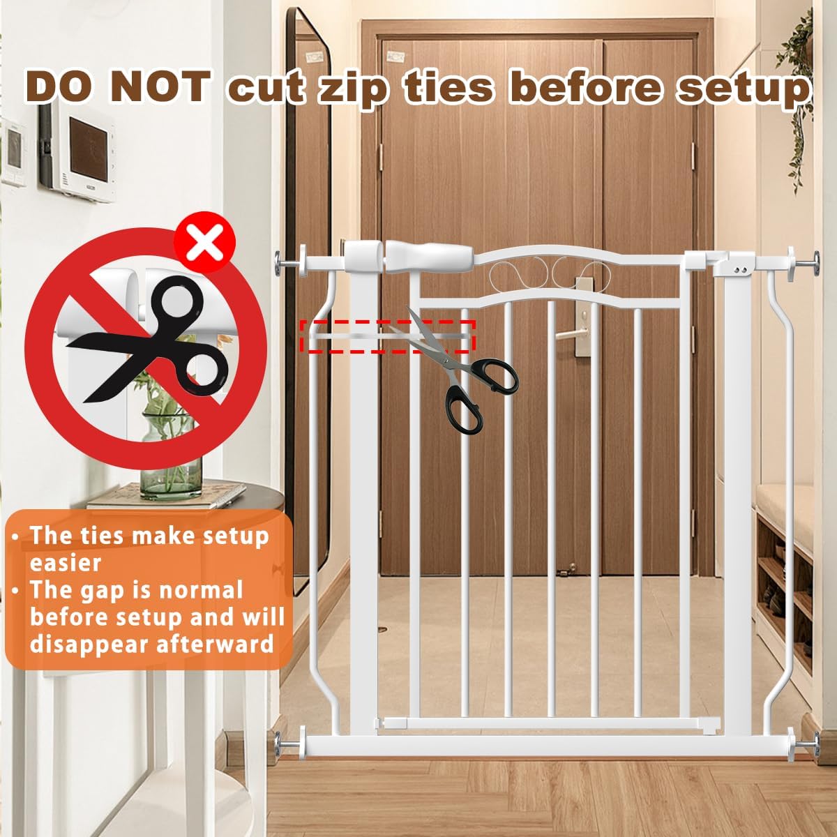 62.2-71.6" Extra Wide Baby Gate for Stairs No Drilling, 30" Tall Auto Close Press Mounted Dog Gates for Doorways, Adjustable Width Walk Through Long Gates for Kids or Pets, White