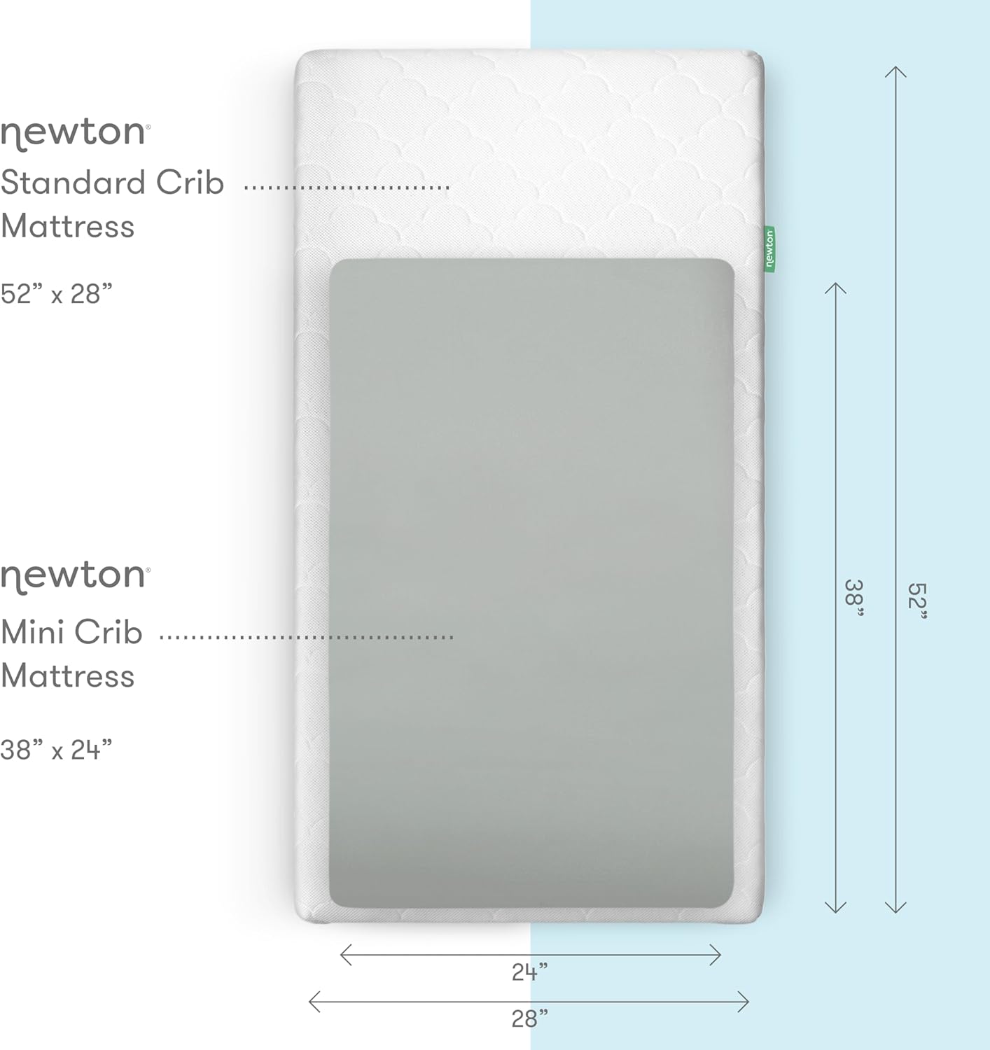 Newton Baby Mini Crib Fitted Sheets (2-Pack) | Organic Muslin Cotton, Ultra Breathable & Soft Baby Sheets, Machine Washable Baby Mattress Sheets, Fits Any Mini Sized Crib 24" x 38", Sage