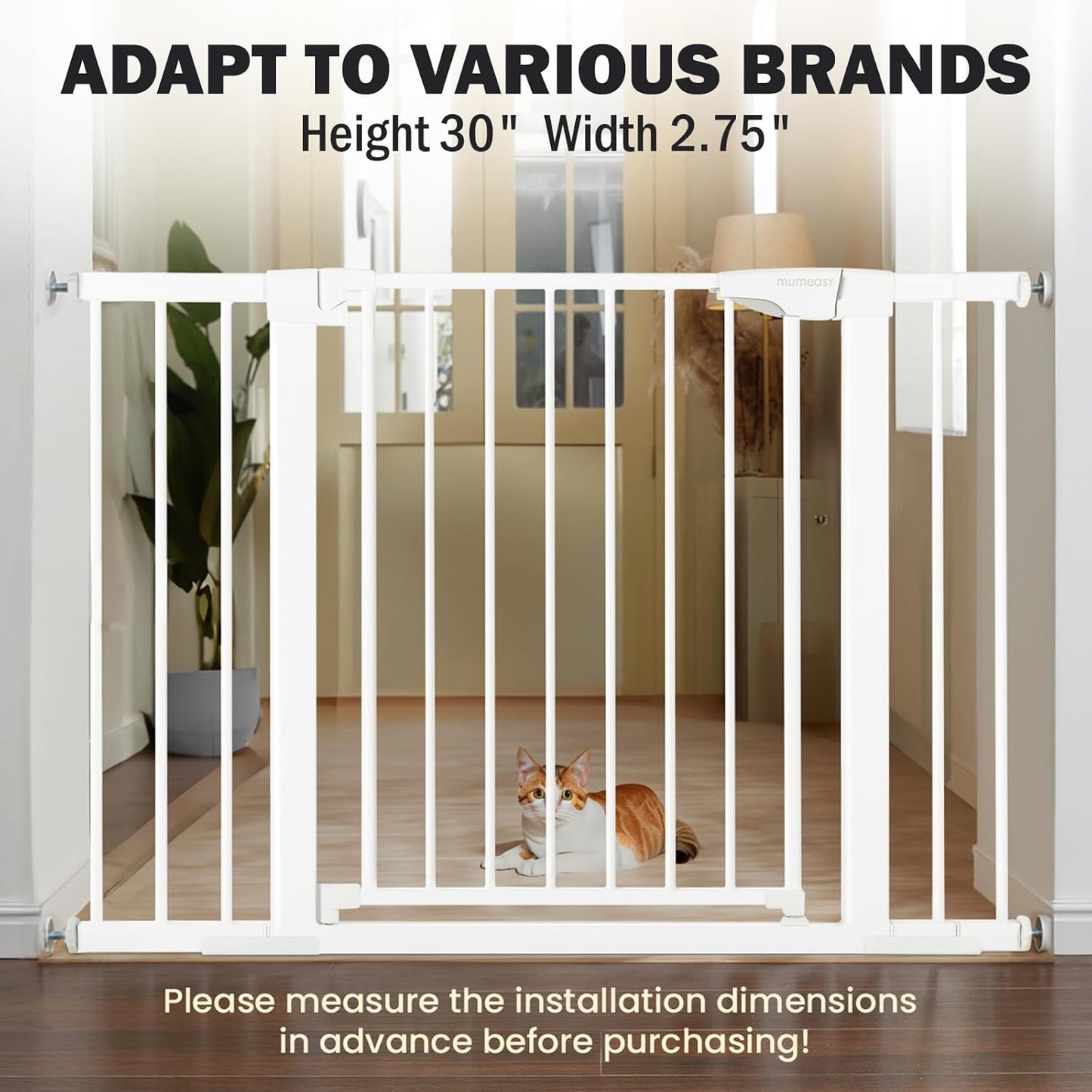 Baby Gate Extentions White - 30" Tall Extra Wide Dog Gate Extender, 2.75" Width Pet Door Accessories for Doorway & Stairs, Pressure Mounted Indoor Satefy Gates No Drilling