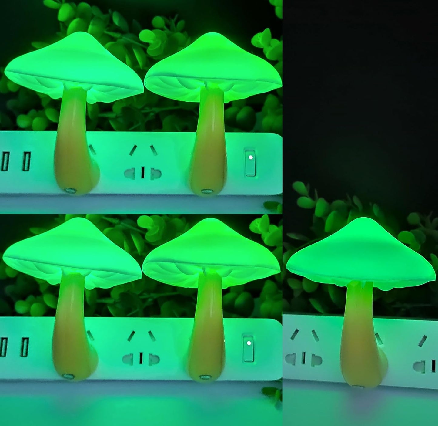 AUSAYE 5 Pack Sensor LED Night Lights Plug in Lamp Mushroom Light for Adults Kids NightLight Bedroom,Bathroom,Toilet,Hallway,Stairs,Kitchen,Basement Green
