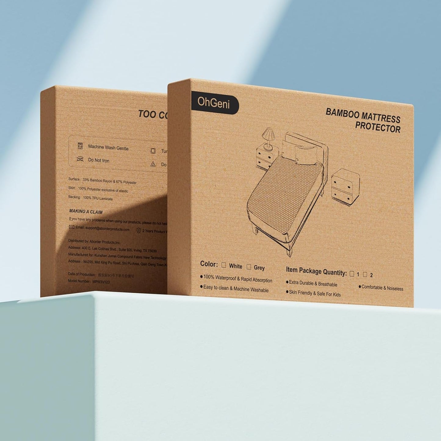 OhGeni 100% Waterproof Mattress Protector, King-Gray Size Mattress Pad, Fits 6"-20" Mattresses with Deep Pocket, Cooling, Breathable Fitted Sheets, Soft Bed Cover, Noiseless, Machine Washable