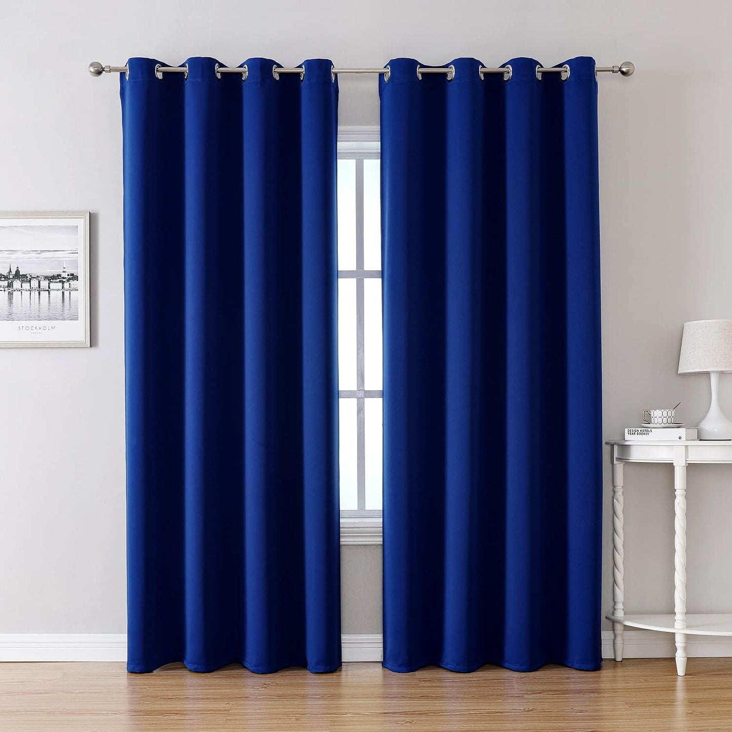 ChrisDowa Blackout Curtains 120 Inches Long 2 Panels Set for Living Room, Grommet Thermal Insulated Room Darkening Curtains for Bedroom (Royal Blue, 52 x 120 Inch)