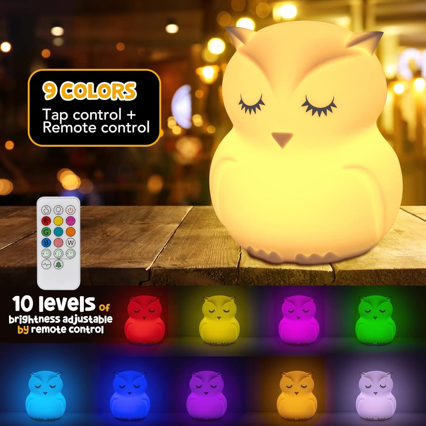Owl Night Light for Toddler Baby Nursery Night Lamp Children Room Decor Silicone Kids Night Lights with Remote Control