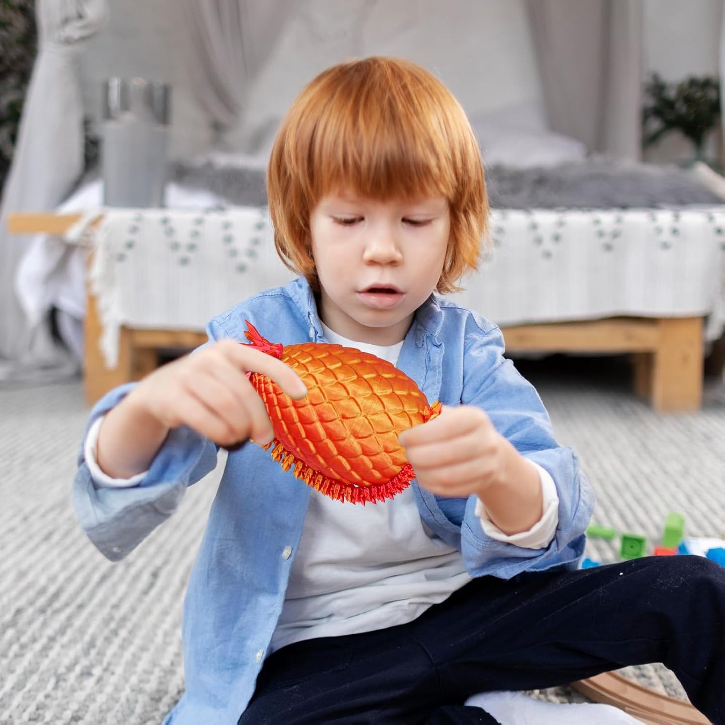 Dragon Eggs with Dragon Inside, 3D Printed Surprise Funny Gifts for Kids, Boys, Girls, Articulated Dragon Fidget Toys for Adults, Executive Desk Toys Office Room Decor (Orange Red)