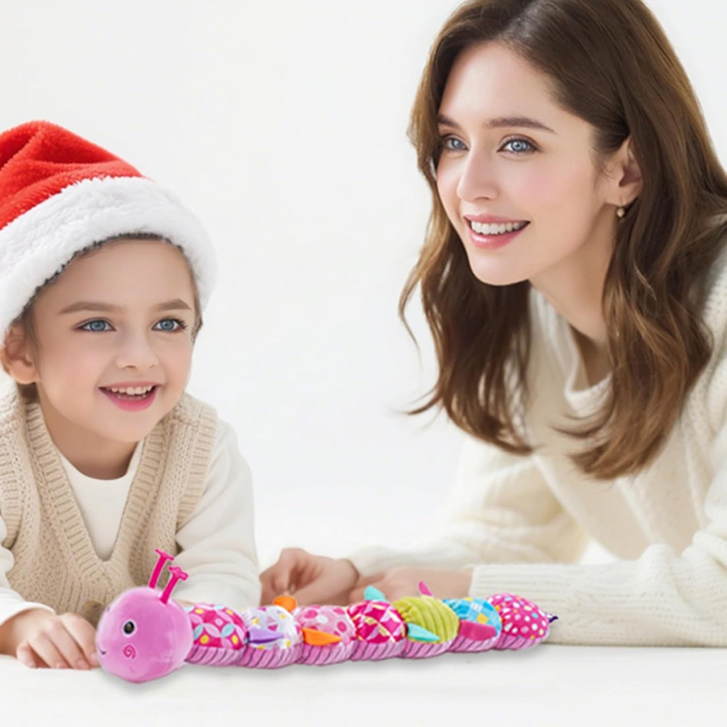 Baby Sensory Toys 0-12 Months, Plush Toys with Music and Rattle, Suitable for Newborn Baby Tummy time, can be Used as a Newborn Birthday, Holiday, Baptism Gift (Green Caterpillar)