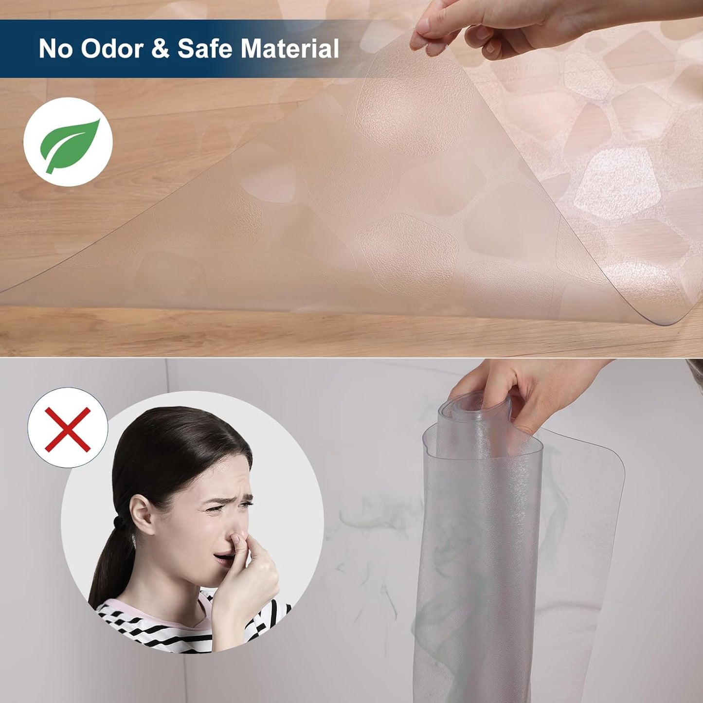 Clear Area Mat for Hard Floors, 3'X5' No Slip Vinyl Chair Rug for Under Dining Table, Pebble Patterned Waterproof Rug Protector Floor Mat for High Traffic Areas, Pet Litter Mat