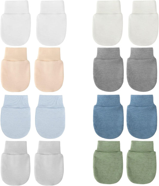BQUBO Newborn Infant Toddler Mittens No Scratch Cotton Elastic Wrist Gloves Hypoallergenic for 0-6 Months Baby Boys Girls