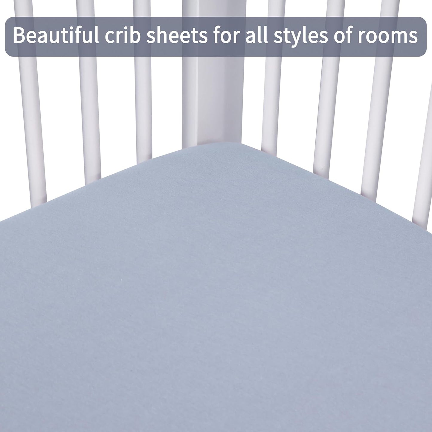 Crib Sheets for Boys Girls,100% Cotton Fitted Crib Sheet 2 Pack for Standard Crib and Toddler Mattress, Super Soft Breathable Baby Sheet 28x52x8in (White & Gray)