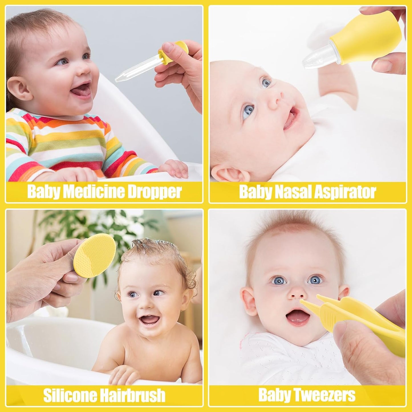 Baby Healthcare and Grooming Kit for Newborn Kids, 24PCS Upgraded Safety Baby Care Kit, Newborn Nursery Health Care Set, Baby Care Products (Yellow)