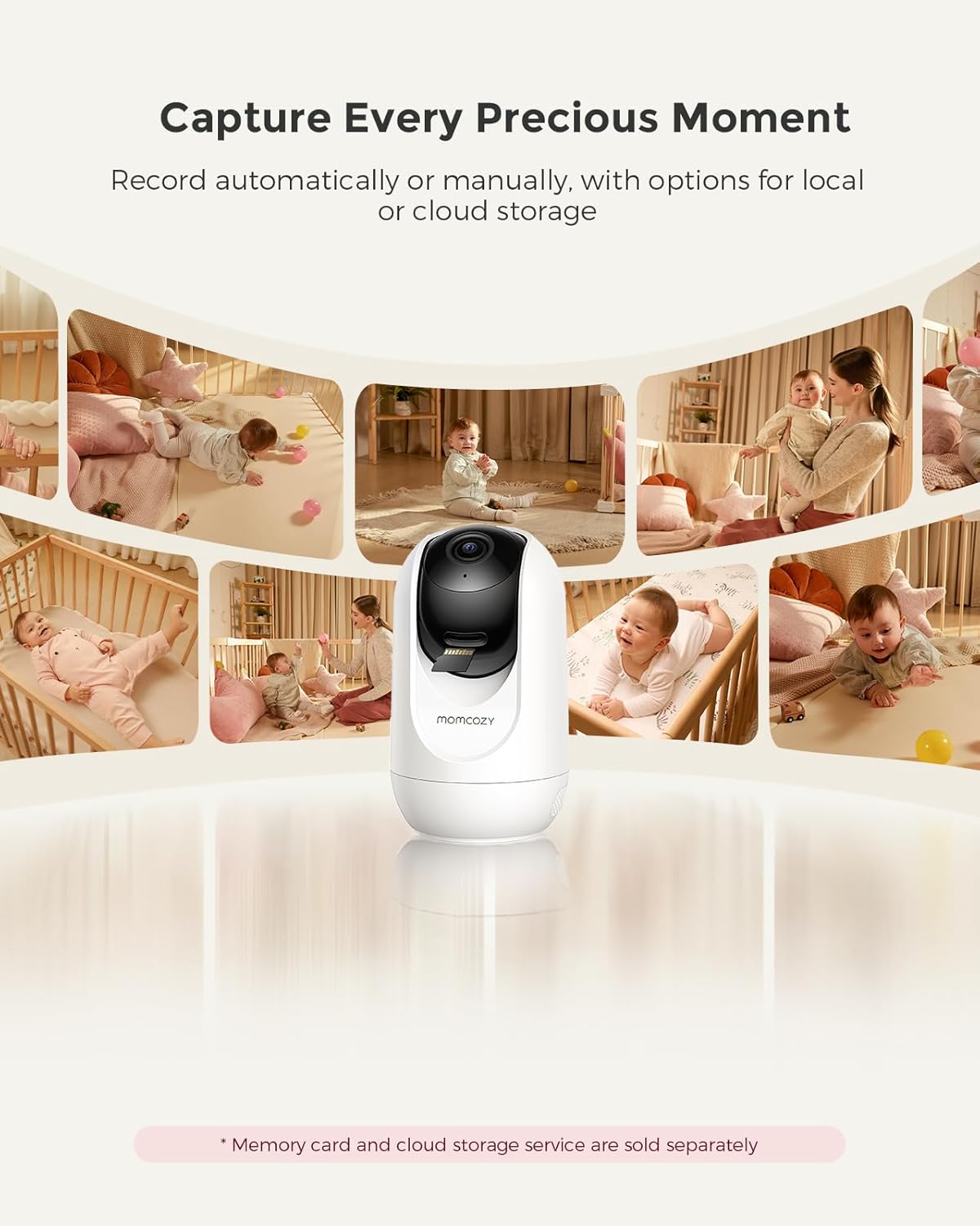 Momcozy Smart WiFi Baby Monitor with Camera and Audio, 5" 1080P Screen with Wall Mount, Motion & Cry Detection, Safe Fence, Clear Night Vision, 5000mAh Battery, 2-Way Talk, Photo & Video Recording