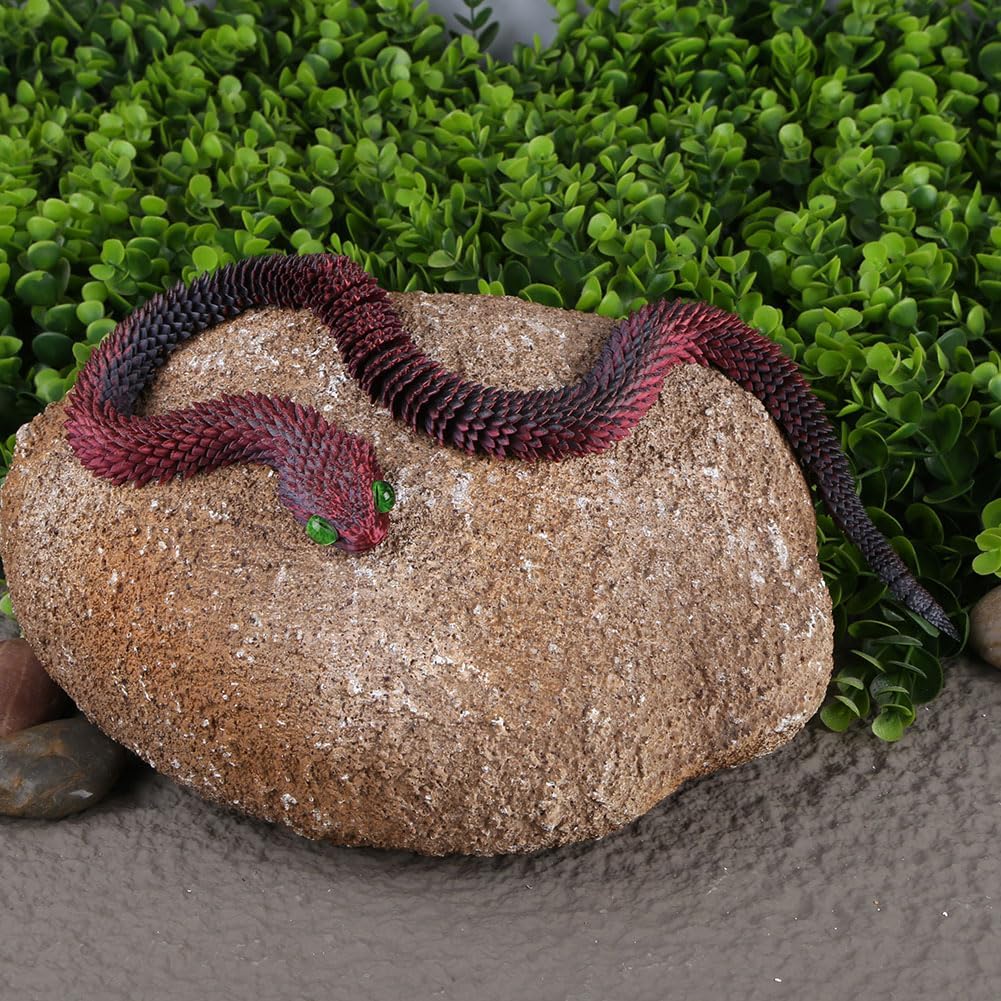 3D Printed Animals-Snake Viper, 24 in Surprise Mystery Snake Fidget Toy Creative Toy 3D Printed Articulated Snake Collectibles Home Office Executive Desk Decor (Black Red)