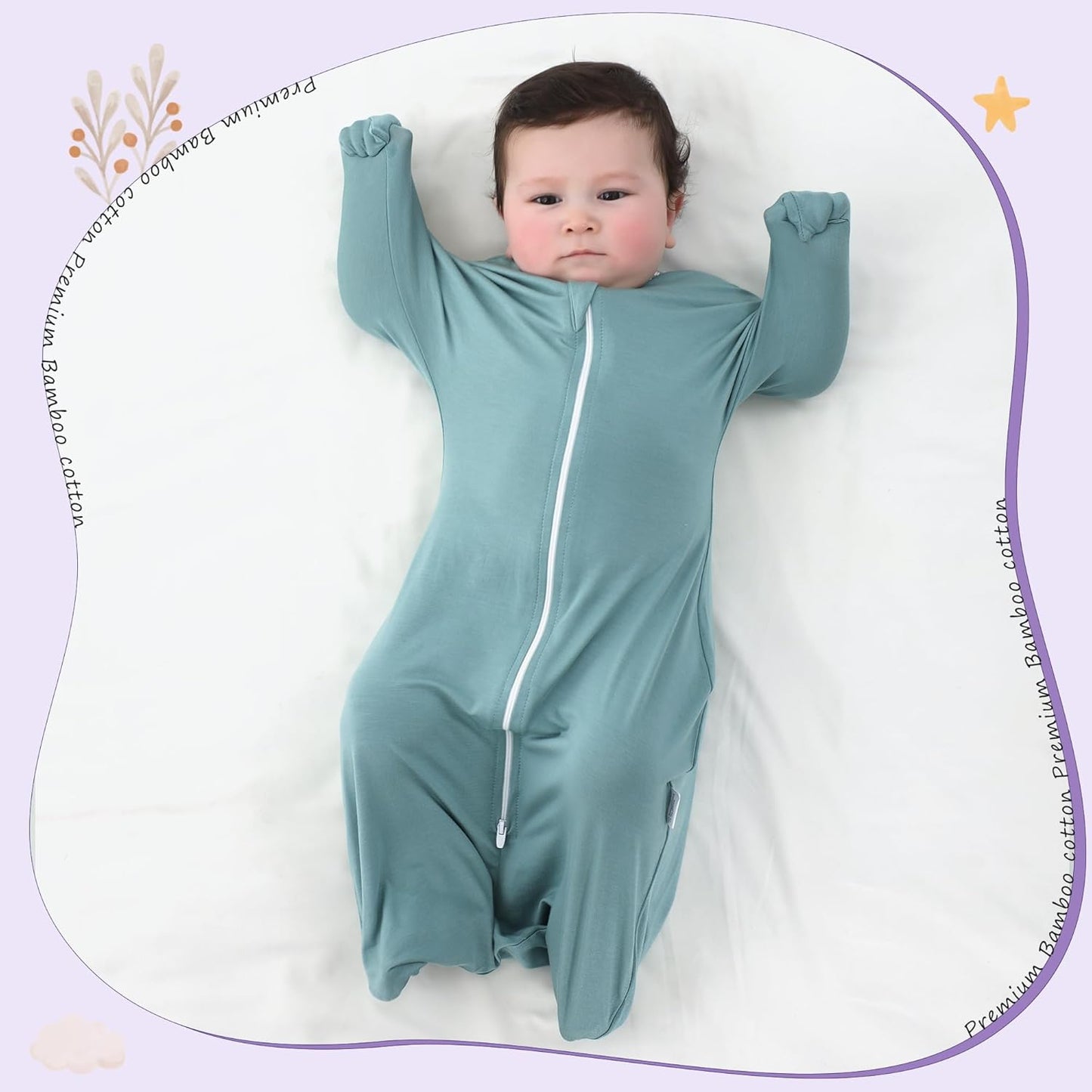 PuppyPaws Baby Sleep Sack 2-Pack Set, Transitional Swaddle, Sleep Sack 3-6 Months, Wearable Blanket Baby with 2-Way Zipper Summer, 95% Rayon derived from Bamboo, 5% Spandex