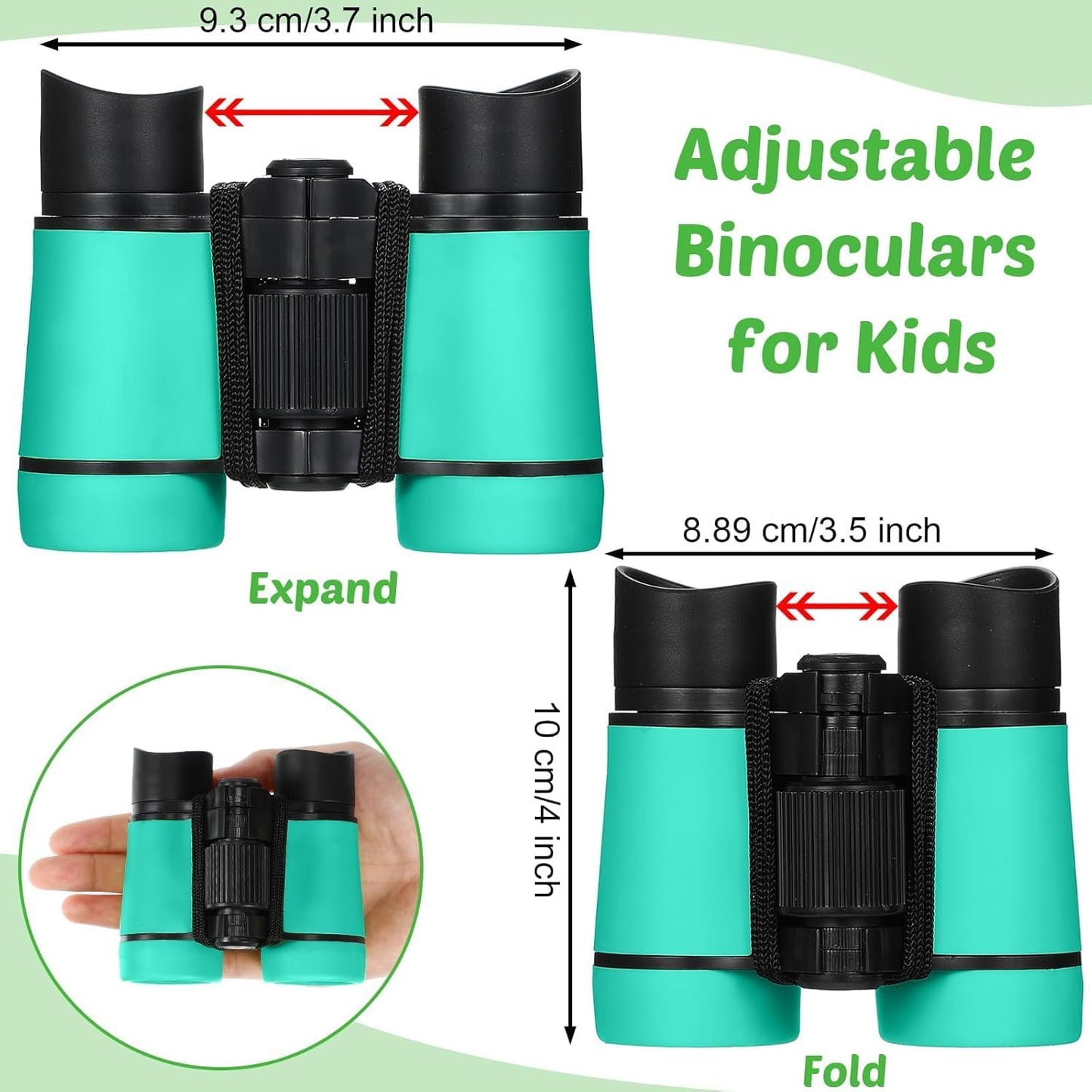 Hiboom 16 Set Kids Binoculars Bulk Shockproof Folding Children Mini Compact Binoculars Compass Magnifying Glass for 3-12 Years Boys Girls Kids Bird Watching Camping Outdoor Play