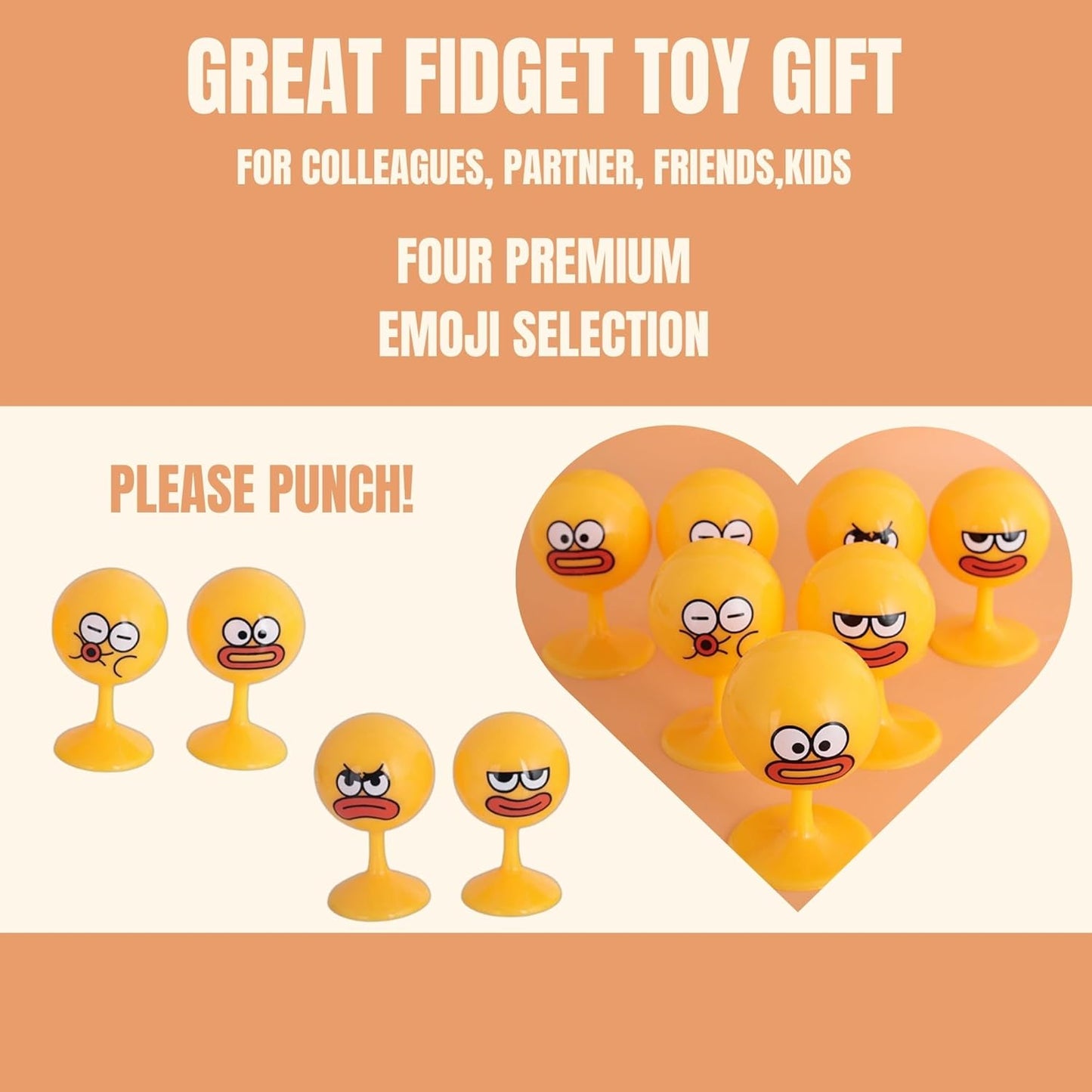 Desktop Punching Bag - 4.41 x 2.76 Inches, Light-Up Stress Relief Toy with Suction Cup Base, Eco-Friendly TPR Material, 4 Facial Expressions - Desk Toy for Anxiety and Fun