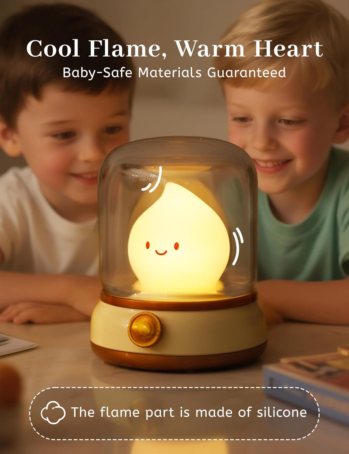Cute Campfire Lamp, Portable LED Camping Lantern, Rechargeable, Dimming, Candle Lights & Night Light 2 Mode, Table Bedside Lamps, Nightlight for Kids Room, Halloween Decor