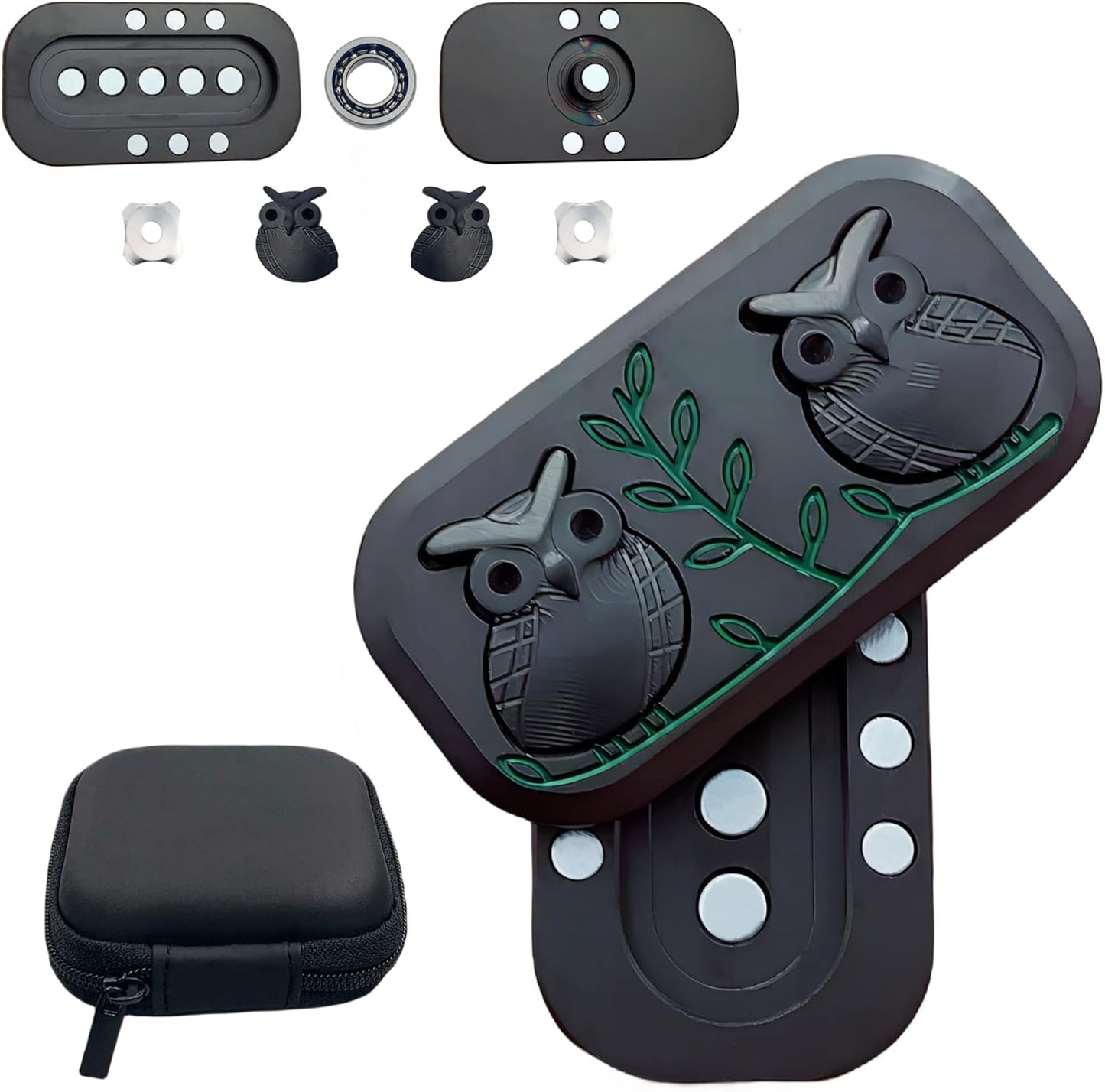 New Decompression Metal Poker Fidget Slider,Men's EDC Hand Slider,Poker Push Card Stress Relief Toys,Twig Sitting Owl Shape Design Fidget Toys,Office Desk Toys Gifts for Boyfriend and Father (Black)