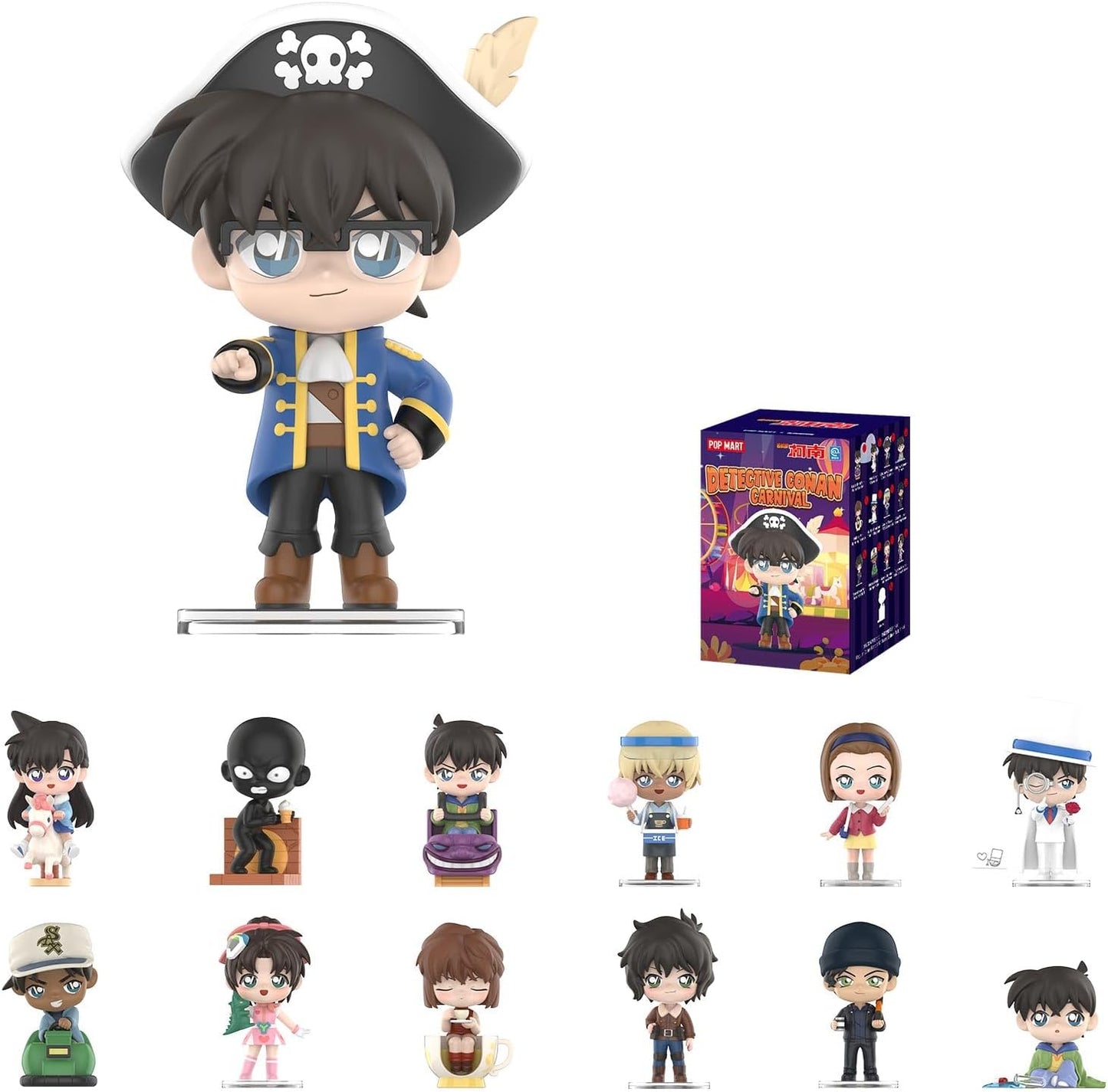 POP MART Detective Conan Case Closed Carnival Series Blind Box Figures, Random Design Mystery Toys for Modern Home Decor, Collectible Toy Set for Desk Accessories, Single Box