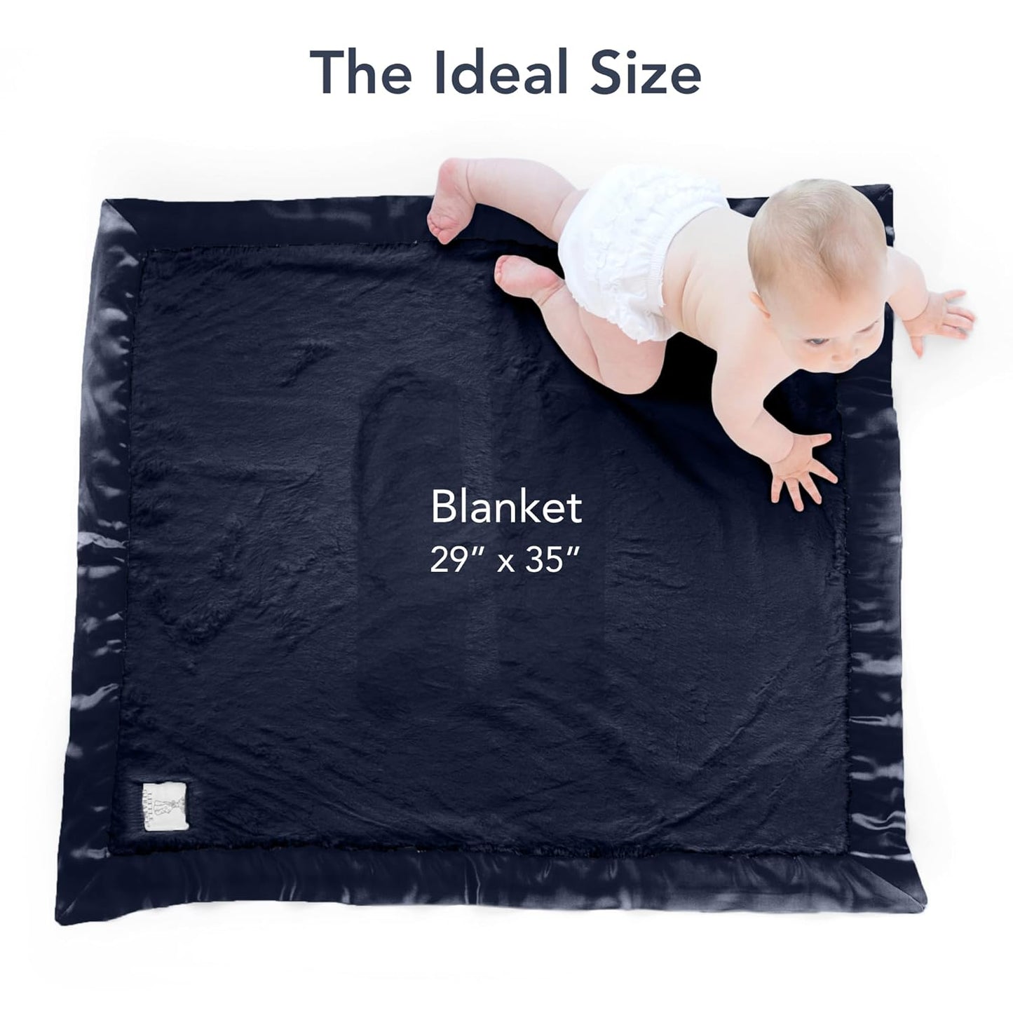 Little Giraffe Baby Blanket - Luxe Soft Blanket with Satin Trim - Baby Stroller Blanket - Newborn Baby Essentials & Baby Gifts - 29"x35" - Midnight