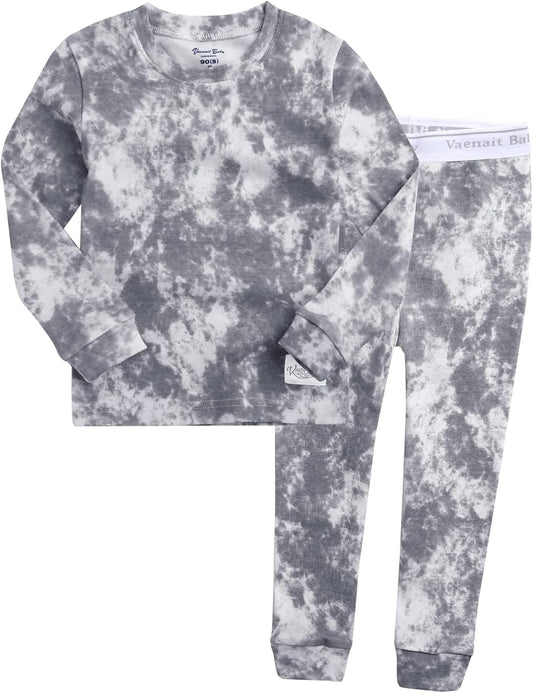VAENAIT BABY 12M-12Y Toddler Kids Boys Girls 100% Cotton Marbling Tiedye Sung Fit Sleepwear Pajamas 2pcs Pjs Set