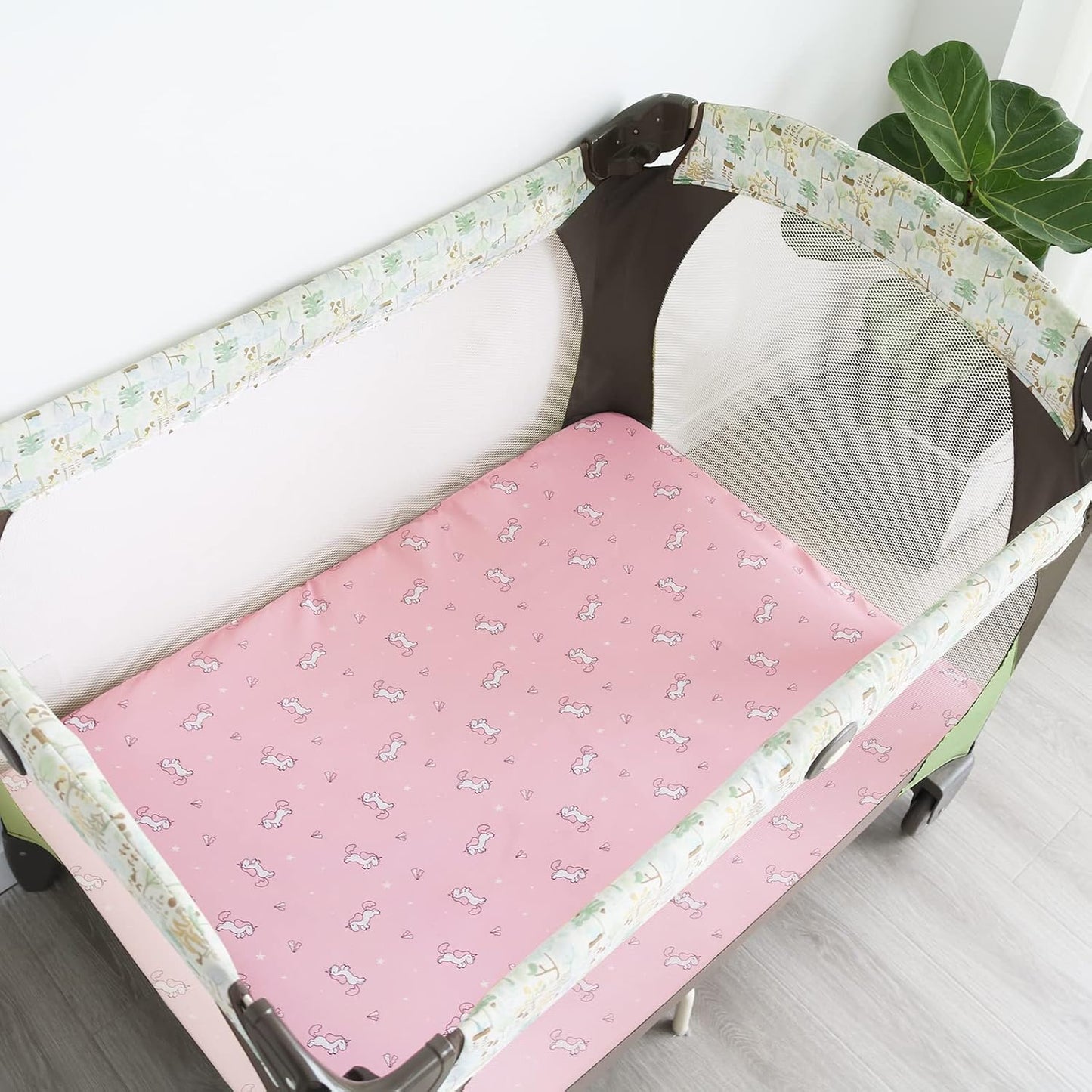 Pack and Play Sheets, Pack n Play Sheets | Mini Crib Sheets 4-Pack, Ultra Soft Pack n Play Mattresses Sheets Compatible with Graco Pack n Play, Soft and Breathable Material, Pink