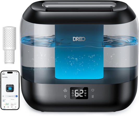 Dreo Humidifiers for Bedroom, Top Fill 4L Smart Cool Mist Humidifier with Oil Diffuser, Cartridge, Nightlight, 36H Runtime, Quiet Ultrasonic Humidifiers for Home, Baby Nursery, Plants, Office, HM311S