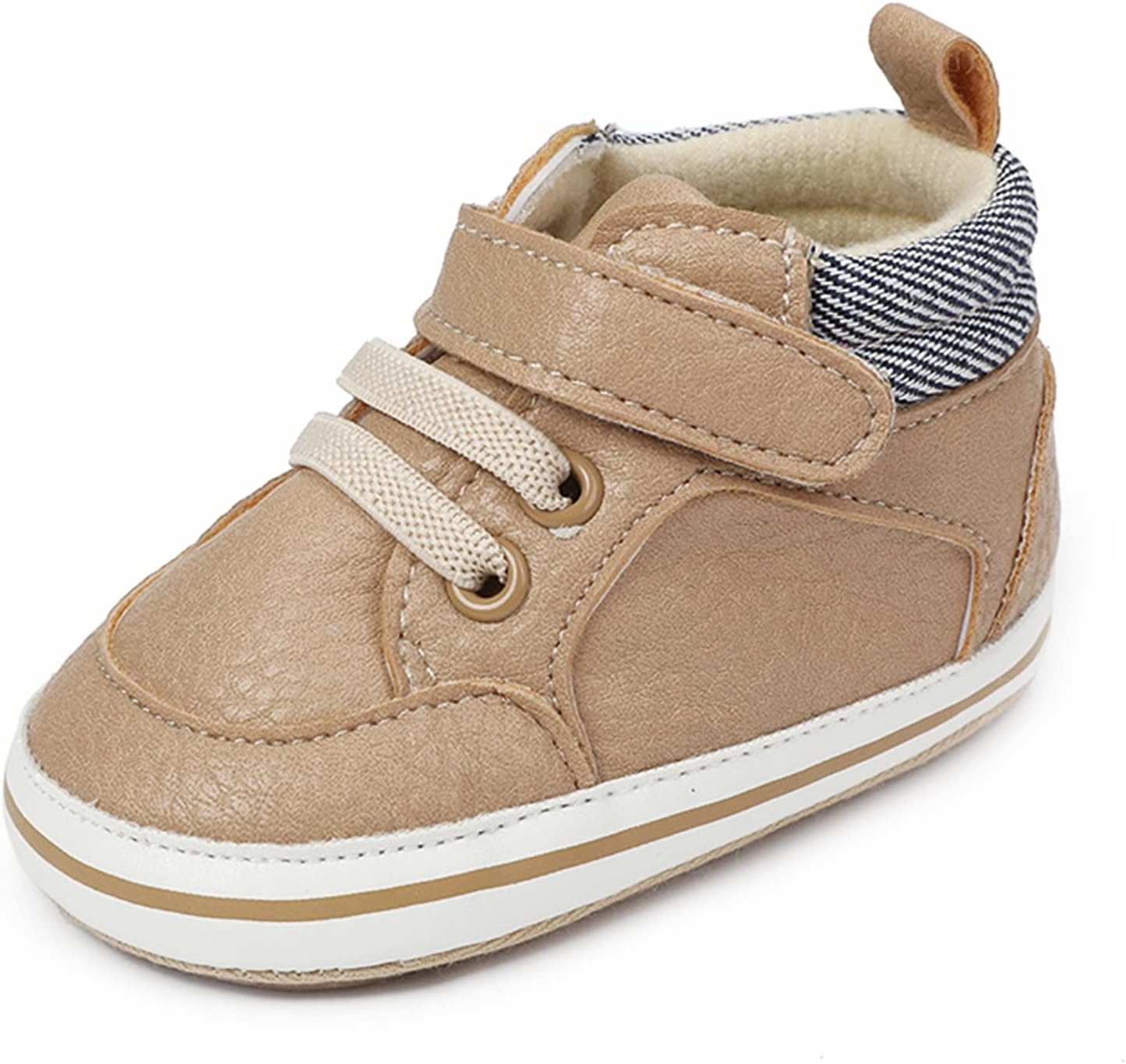 SOFMUO Baby Boys Girls High Top Ankle PU Leather Sneakers Soft Rubber Sole Infant Moccasins Newborn Oxford Loafers Anti-Slip Toddler Wedding Uniform Dress Shoes