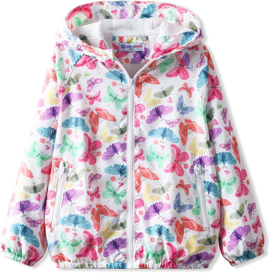 WELAKEN Lightweight Jacket for Girls Kids & Toddler II Girls' Print Water-Resistant Jacket
