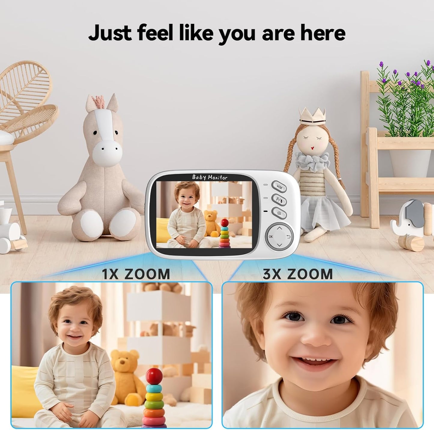 No WiFi Baby Monitor with Camera and Audio,Lag-Free Connection,Plug & Play,IPS Screen,HD Camera,Night Vision, 2-Way Talk,8 Lullabies,1000ft Range,Portable Baby Monitor,2025 Parents' Trusted Choice