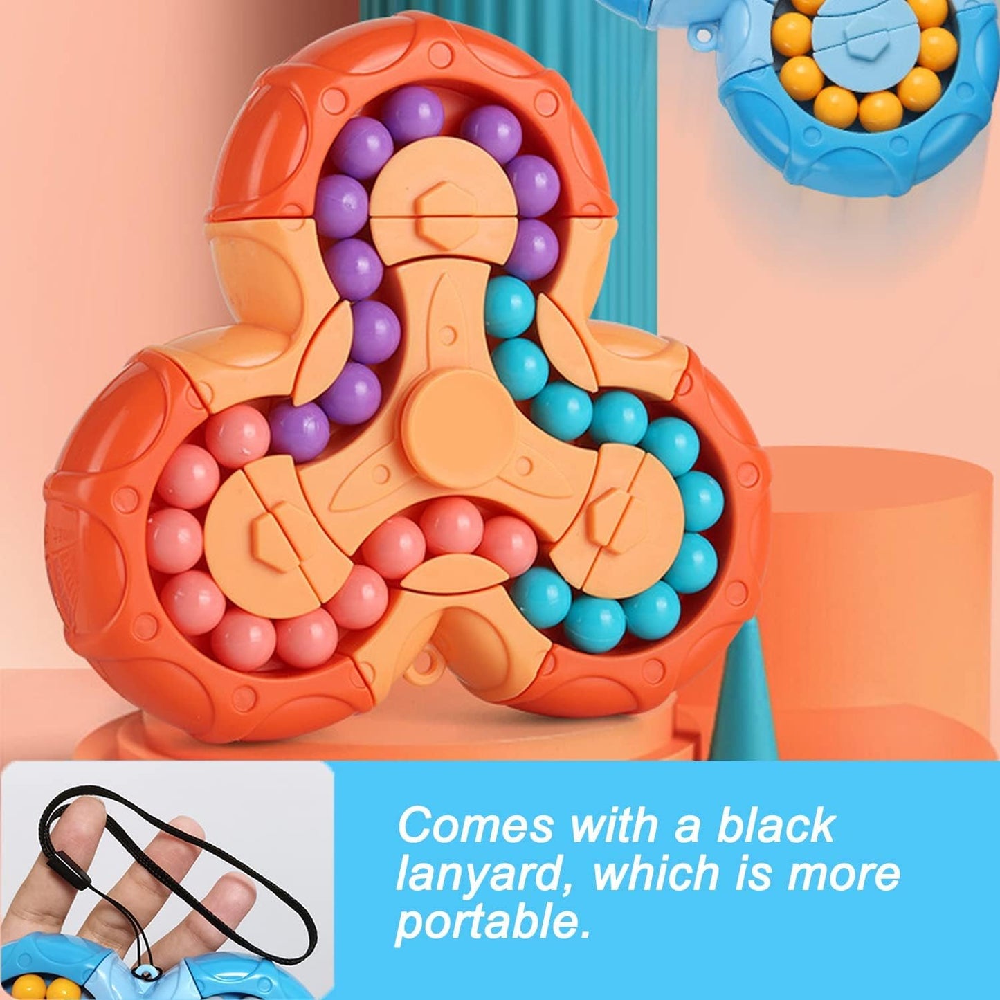 Magic Bean Rotating Cube,Creative Rotating Finger Fidget Puzzle Toy,Boys Girls Handheld Spinner Stress Anxiety Relief Ball Game Sensory Toys,Gift for Kids Ages 3 Above Christmas Birthday Easter