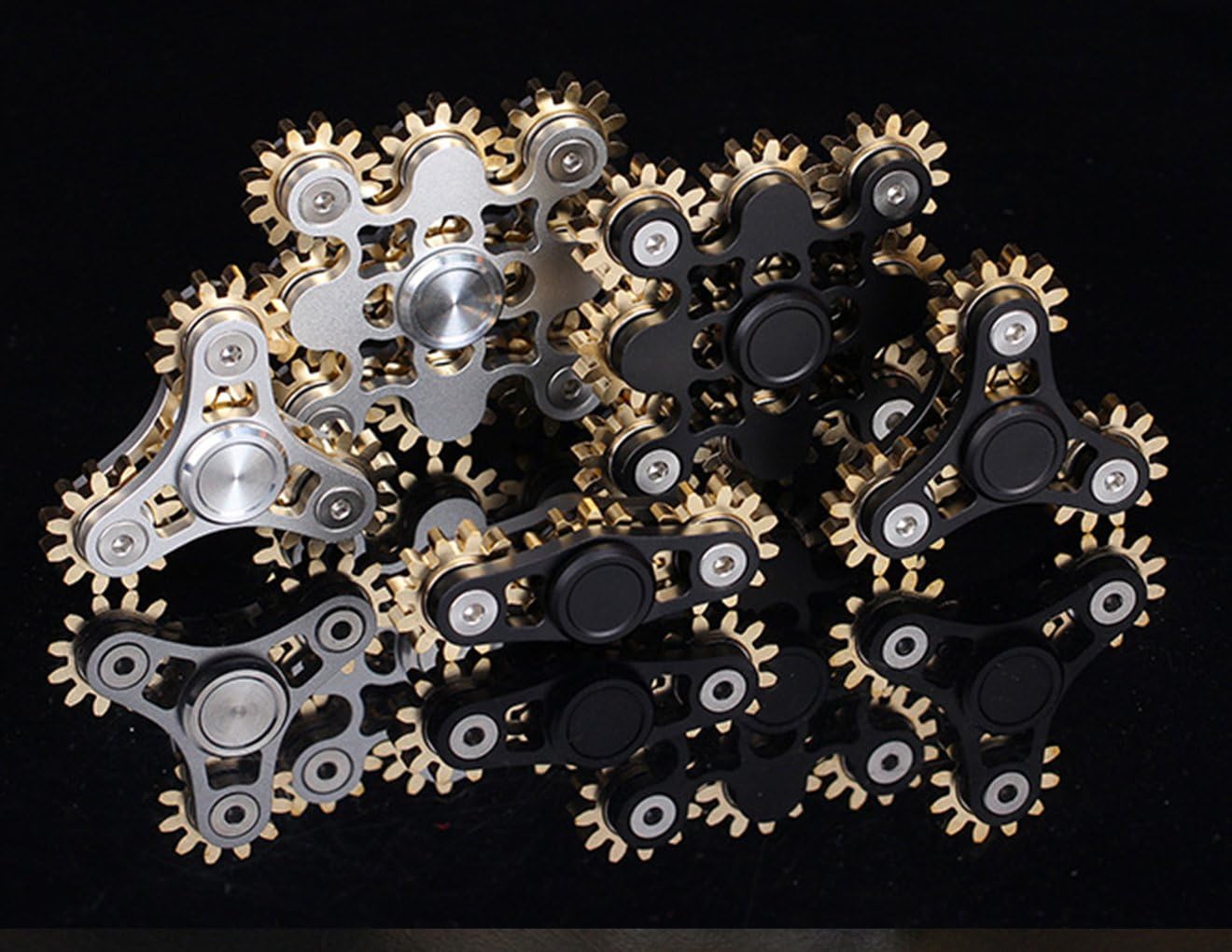 Pure Brass Fidget Spinner Gears Linkage Fidget Gyro Toy Metal DIY Hand Spinner Spins Long Time EDC Focus Meditation Break Bad Habits ADHD with Multiple Premium Bearings (9 Gears White)