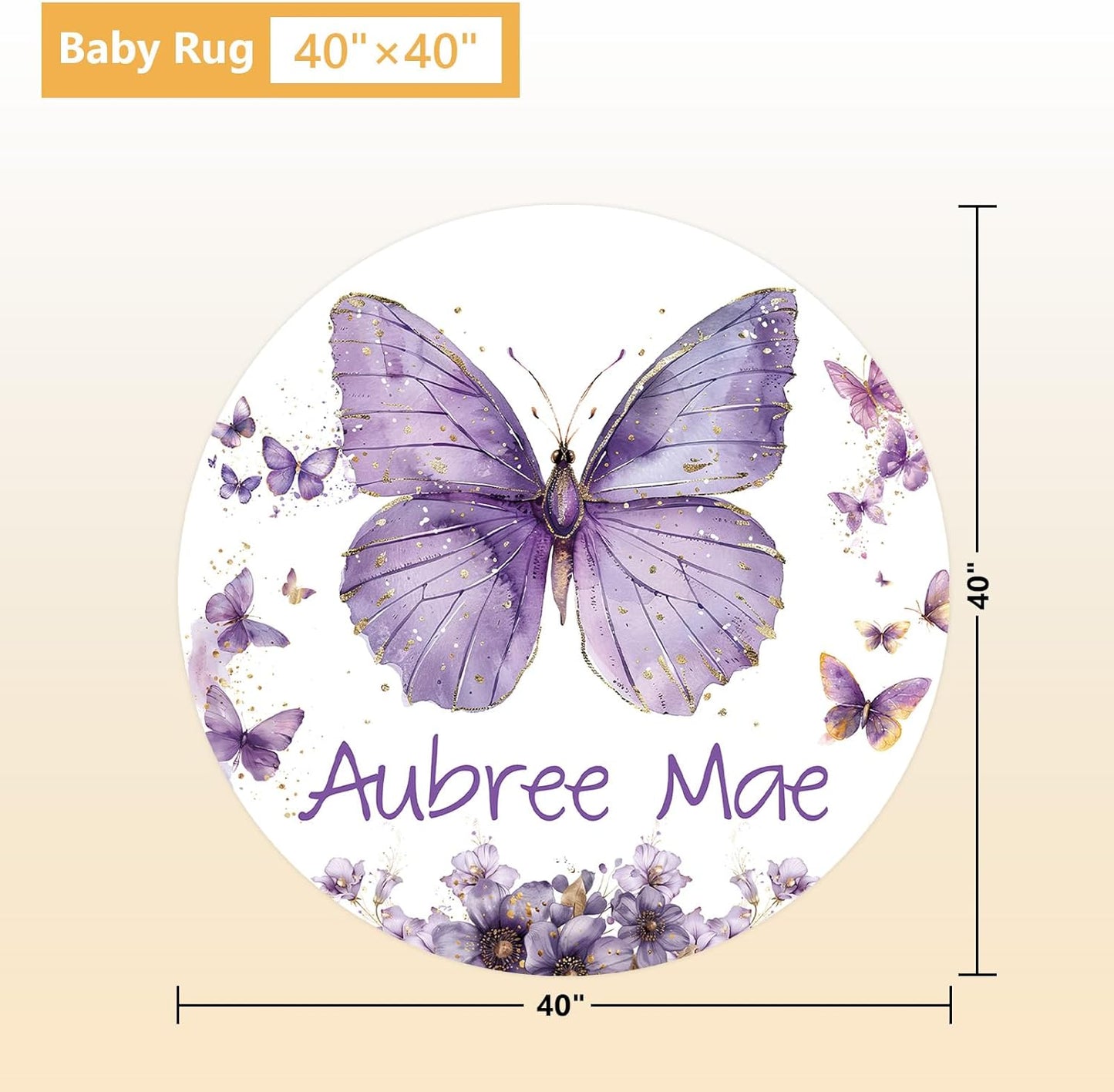 Personalized Baby Bedding Set, 5 Pcs Custom Toddlers Bedding Set with Infant Name, Soft Double Layer Nursery Crib Set for Girls Boys, Customized Infants Gifts for Baby Shower, Purple Butterfly