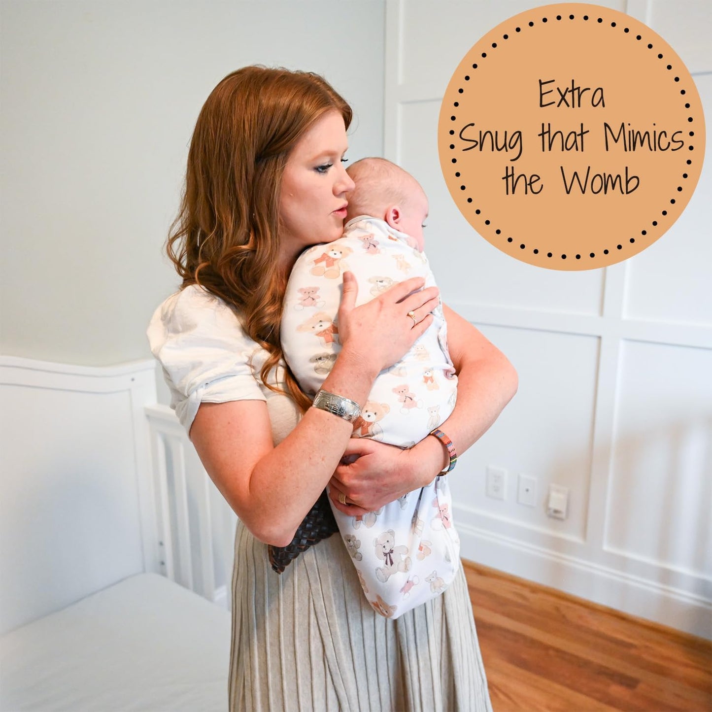 LollyBanks Baby Swaddles, 100% Organic Cotton Sleep Swaddle Sacks 3-6 Months, Newborn Swaddles with Easy Change Zipper, Swaddle Blanket Wrap, Baby Registry Must Haves (Teddy Bear Print)