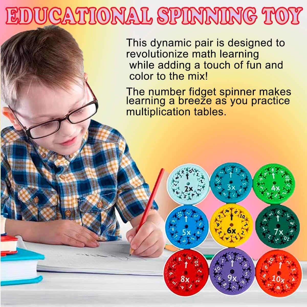 Math Fidget Spinner,Educational Math Fact Fidget Spinners - Learn Division & Multiplication -Math Learning & Education Toys Game (Add Or Subtract 9pcs)