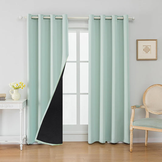Anytime 100% Blackout Curtain Set, Thermal Insulated & Energy Efficiency Window Draperies for Guest Room, Full Shading Panels for Shift Worker and Light Sleepers（Light Blue, 2 Panels, 52W x 72L）