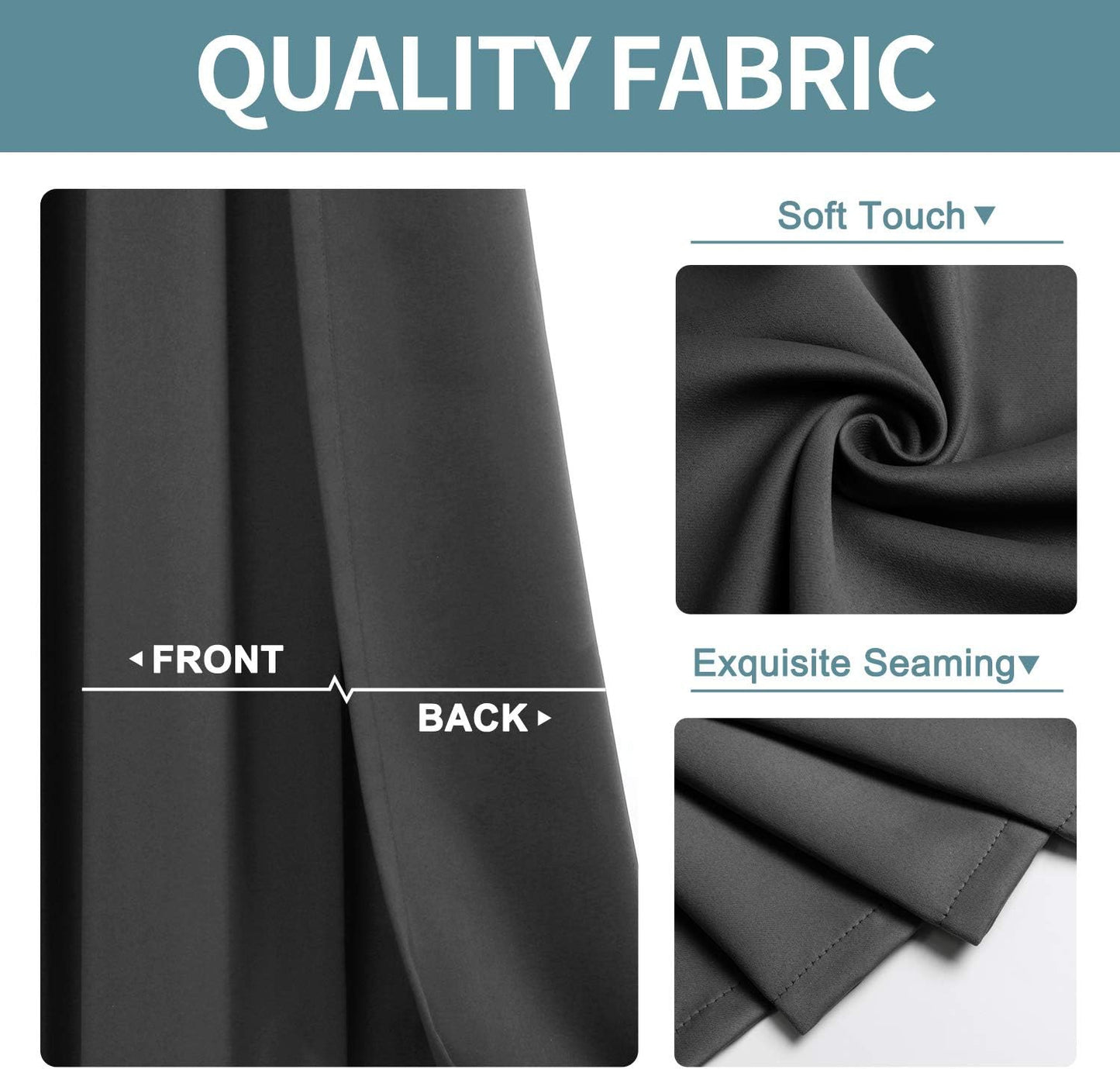 ChrisDowa Blackout Curtains 90 Inches Long 2 Panels Set for Living Room, Grommet Thermal Insulated Room Darkening Curtains for Bedroom (Dark Grey, 52 x 90 Inch)