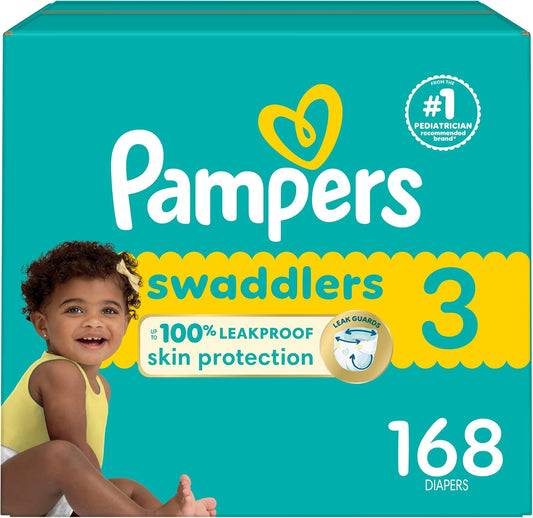 Pampers Baby Diapers - Swaddlers - Size 3, 168 Count, Ultra Absorbent Disposable Infant Diaper