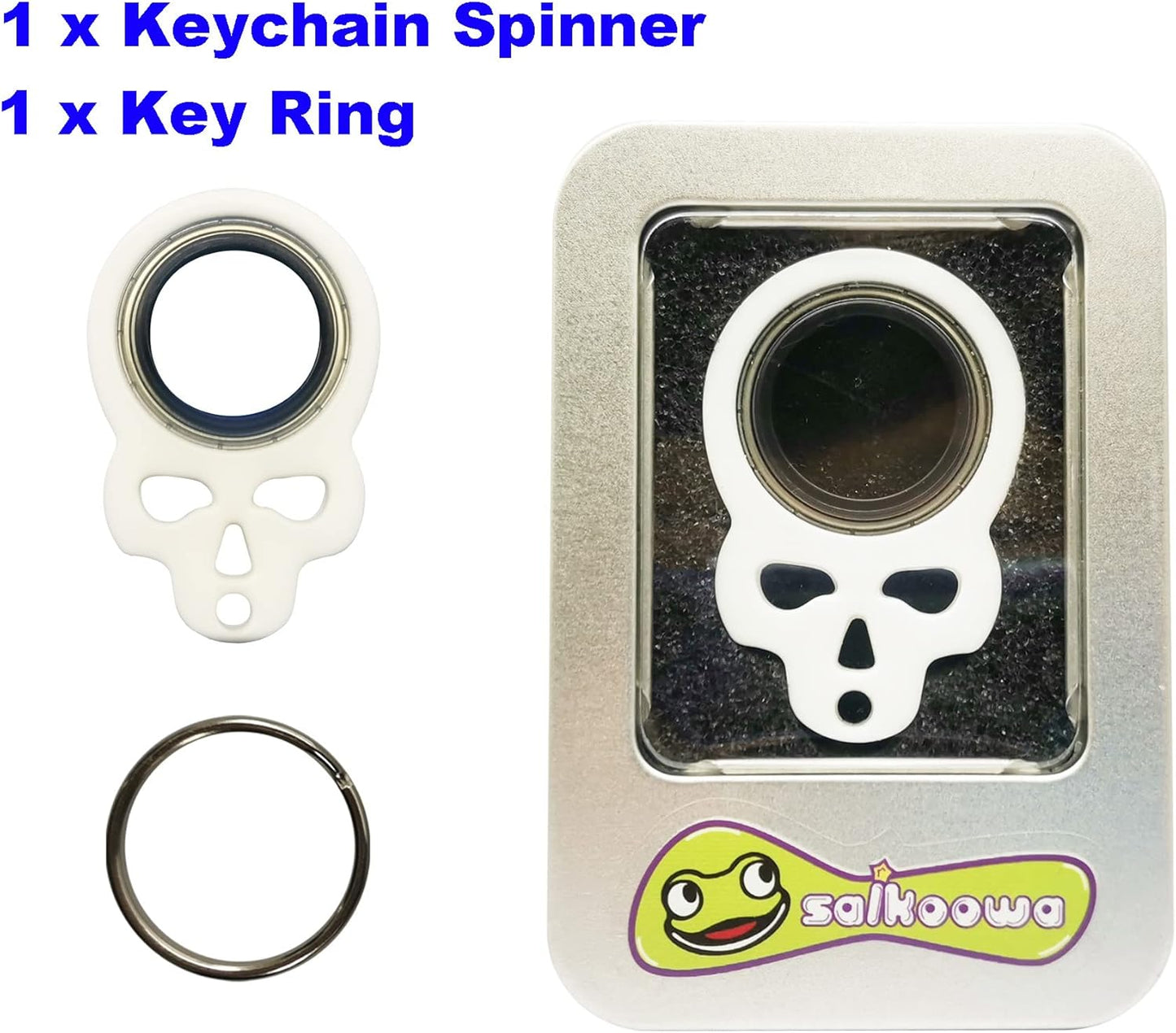 Keychain Spinner, Fidget Keychain,Spinning Keychain Fidget, Fidget Spinner Keychain Toys for Keys (White)